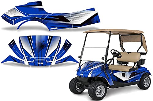 AMR Racing Golf Cart Graphics Kit Sticker Decal for E-Z-GO TXT 2014-2018 - Empire Blue Design | Custom Vinyl Wrap for Golf Cart Body Upgrade | Perfect for Personalization, Tournaments & Neighborhood Rides