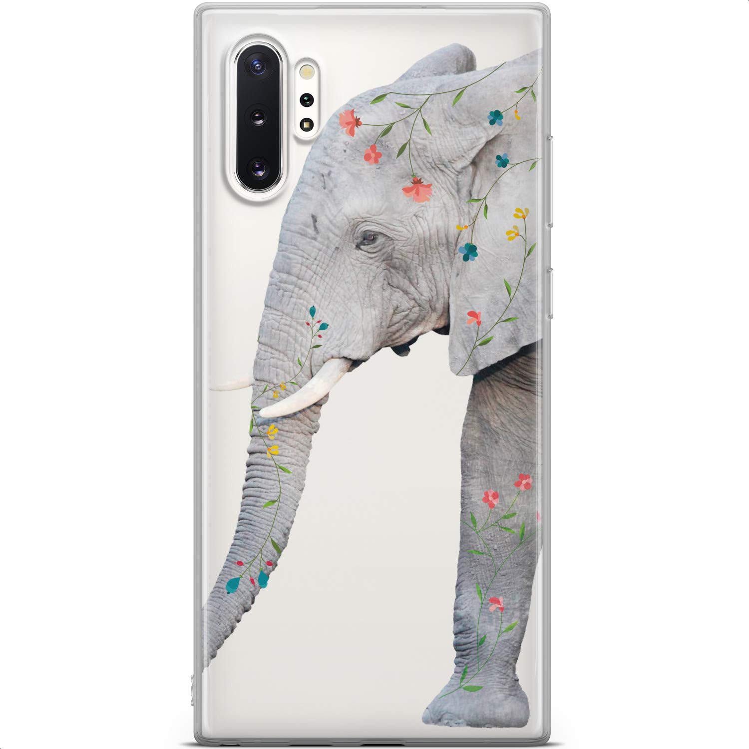 Floral Elephant Phone Case for Samsung Galaxy S24/S23 Ultra/S22 5G/S21 FE/S20/S10 - Lightweight Silicone Cover with Wildflower Design, Cute African Animal TPU Shockproof Protection - Perfect for Everyday Use, Travel & Outdoor Activities
