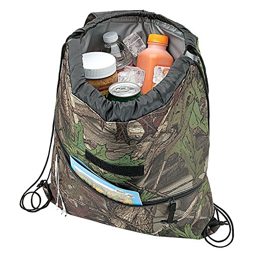 Camo Insulated Drawstring Backpack Cooler Bag with Water-Tight PEVA Lining - Perfect for Camping, Hiking, Beach Trips and Outdoor Adventures