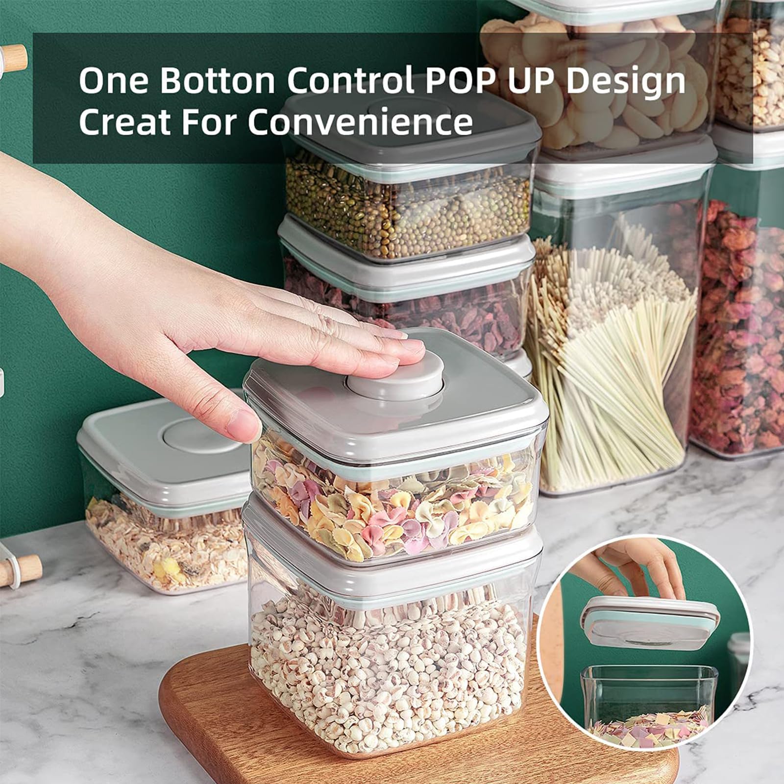10-Piece Airtight Food Storage Container Set with Lids - BPA-Free Pop-Top Kitchen Canisters for Cereal, Snacks, Flour, Sugar, Coffee & Pasta (0.5QT-3.3QT, Stackable with Labels) - Perfect for Pantry Organization & Bulk Food Storage