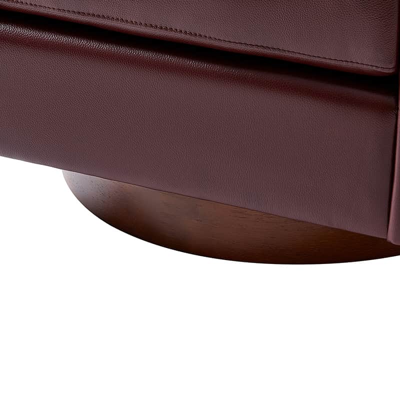 Clara Genuine Leather Swivel Barrel Chair with Solid Wood Base - Stylish Home Office & Living Room Accent Chair for Comfortable Seating