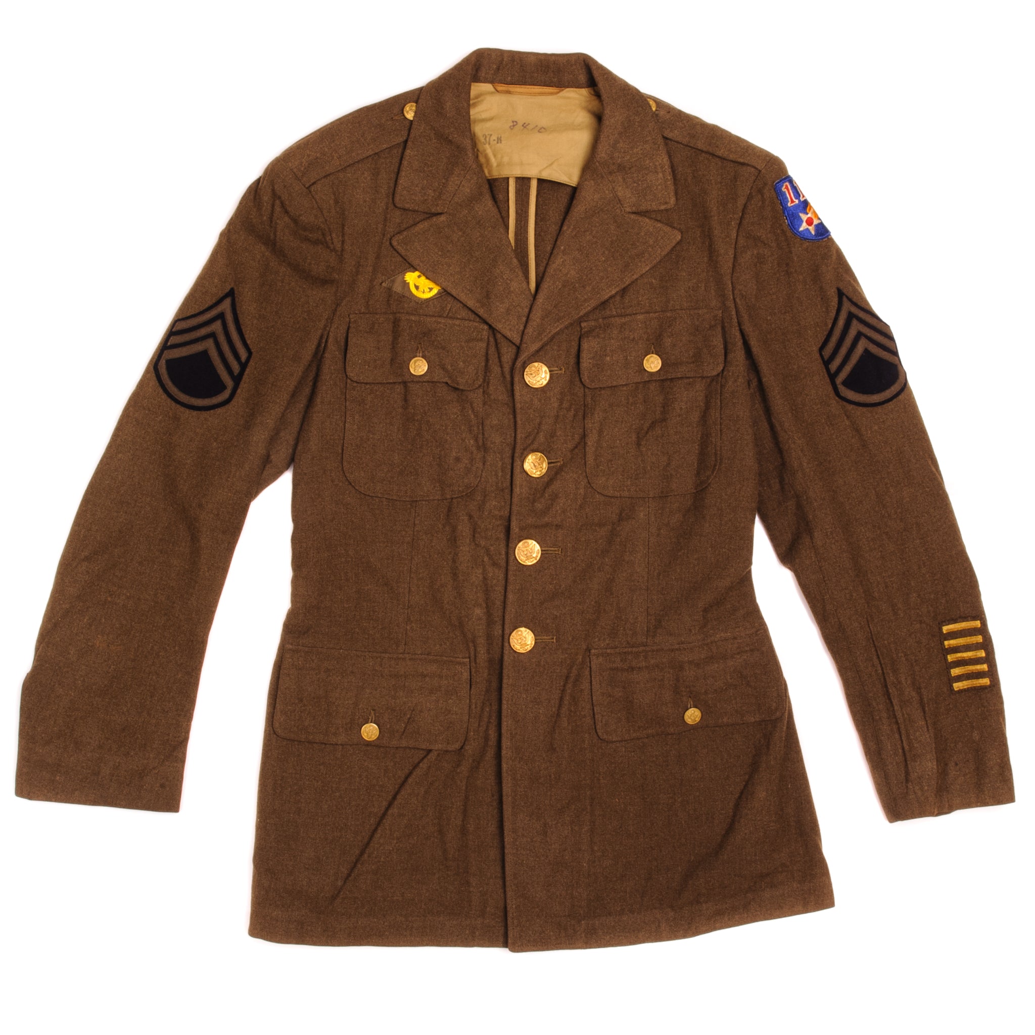 Vintage USAAF Wool Dress Jacket 1942 WW2 Military Uniform Size 37R with Patch - Perfect for Historical Reenactments, Collectors & WWII Costume Events