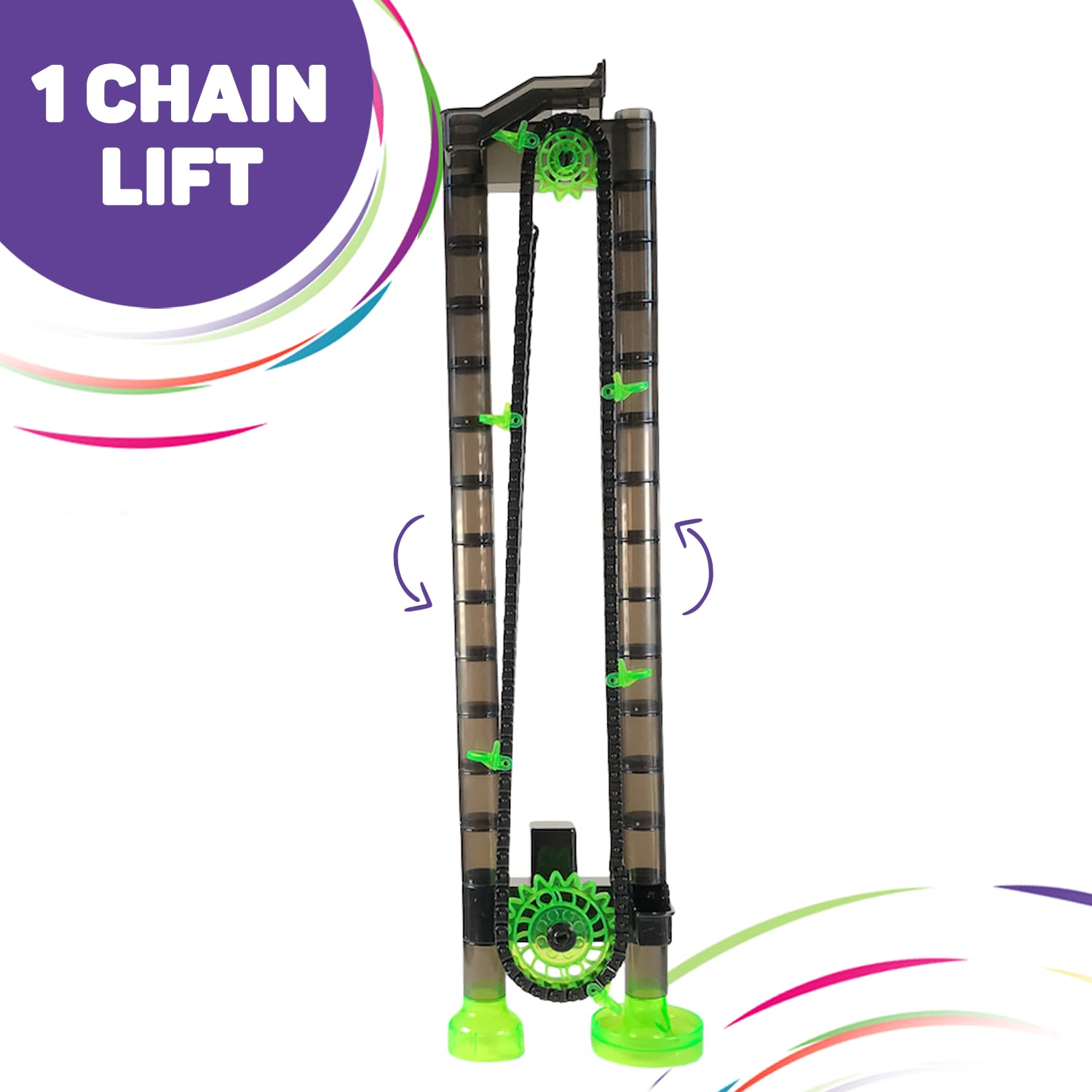 Marble Genius Marble Run Chain Lift Add-On Accessory – STEM Toy for Kids Ages 8+ | Automatic Marble Lift with 1 Piece Rail Track | Requires 2 AA Batteries | Perfect for Building Creative Marble Maze Sets at Home or Classroom STEM Activities