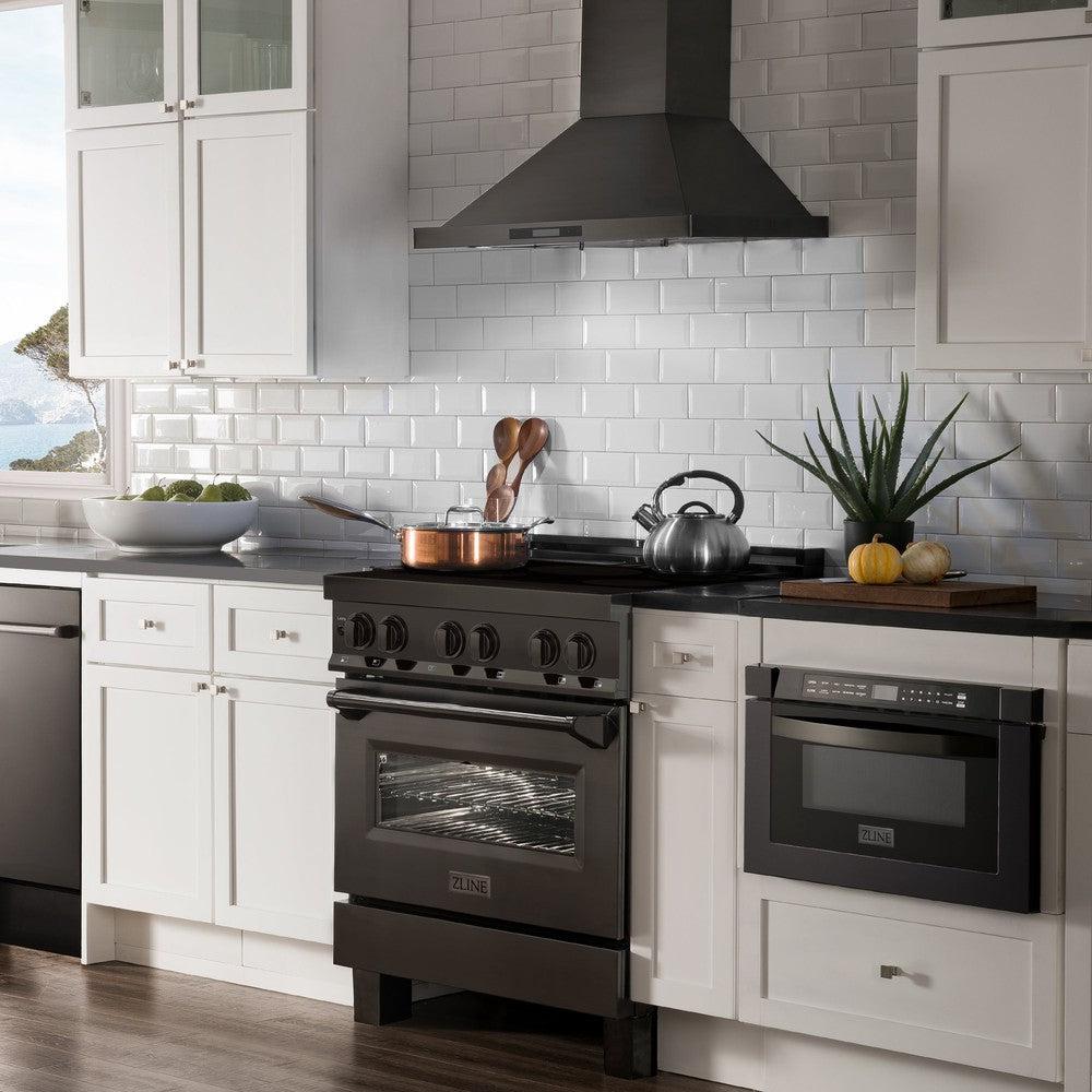 ZLINE 30 Inch 4.0 Cu Ft Black Stainless Steel Induction Range with 4 Element Cooktop & Electric Oven - Perfect for Modern Kitchens, Home Chefs & Entertaining (RAIND BS 30)