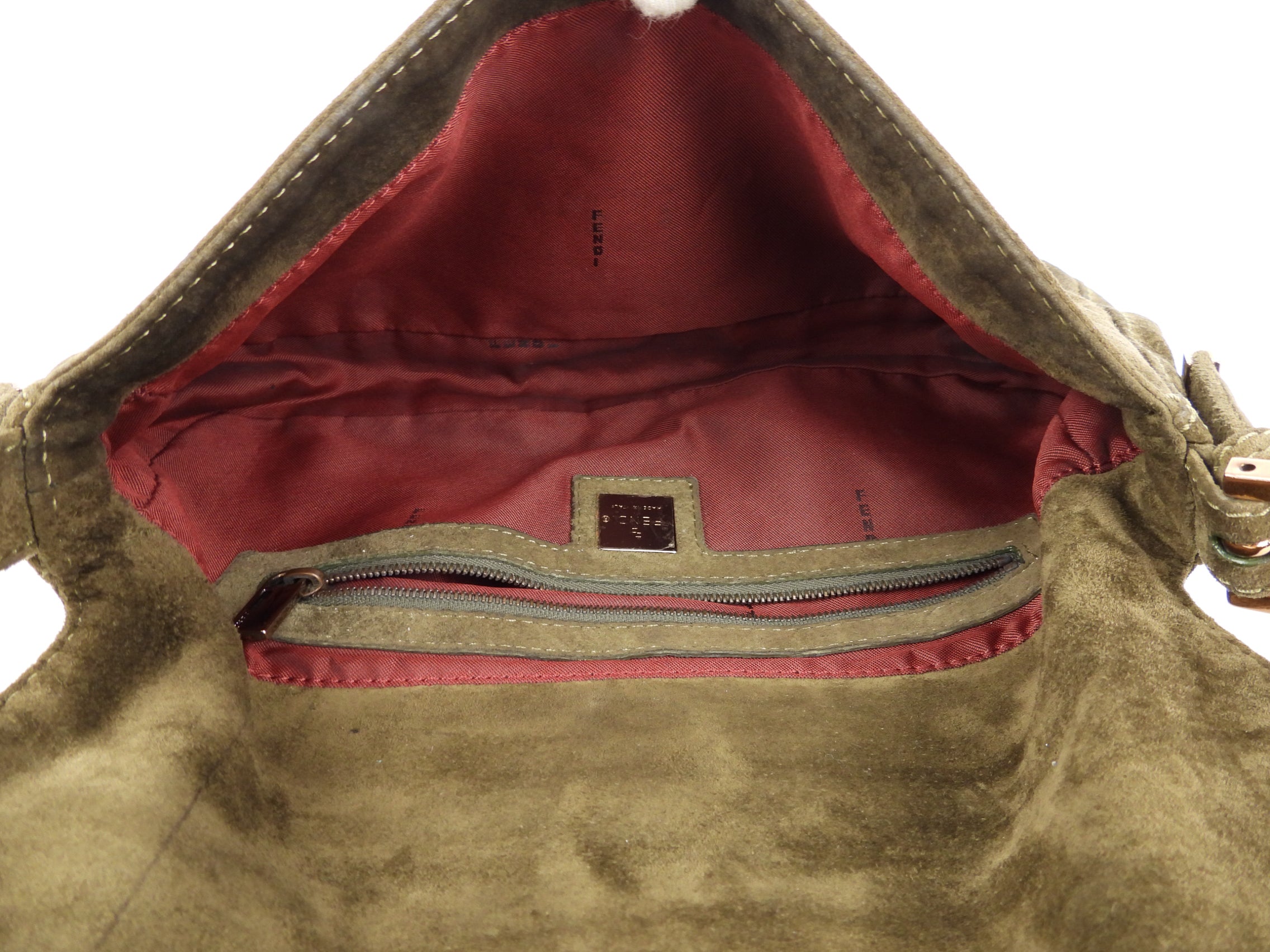 Fendi Khaki Green Suede Leather Baguette Shoulder Bag for Women | Luxury Designer Handbag for Everyday Use, Work & Evening Out