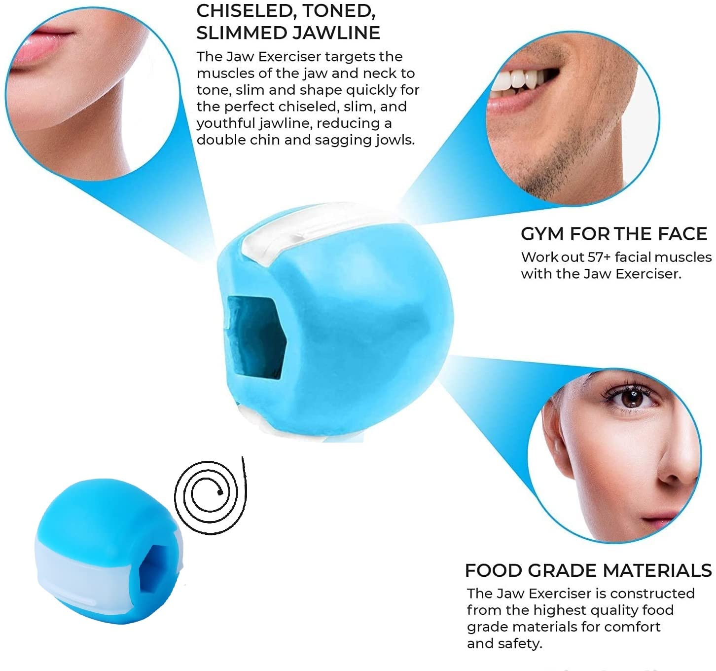 Frackson Jaw Exerciser for Men & Women - Jawline & Neck Toner, Facial Slimming Device for Defined Jawline & Toning - Perfect for Home Workouts, Gym, and Travel Fitness