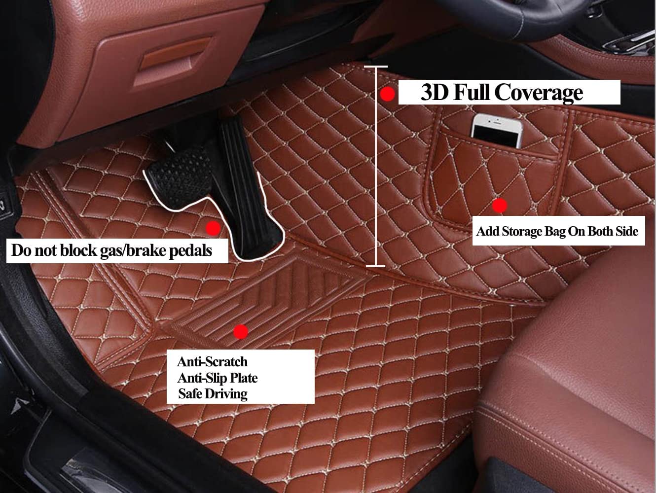 Premium Custom Fit Floor Mats for BMW X3 F25 (2011-2017) - Heavy Duty XPE Leather Car Mats in Coffee Brown - Perfect for All-Weather Protection & Luxury Interior Upgrade