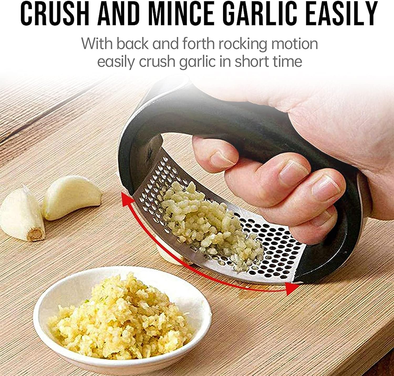 Stainless Steel Garlic Press & Crusher - Heavy Duty Kitchen Garlic Chopper, Dishwasher Safe - Perfect for Cooking, Meal Prep & Garlic Lovers