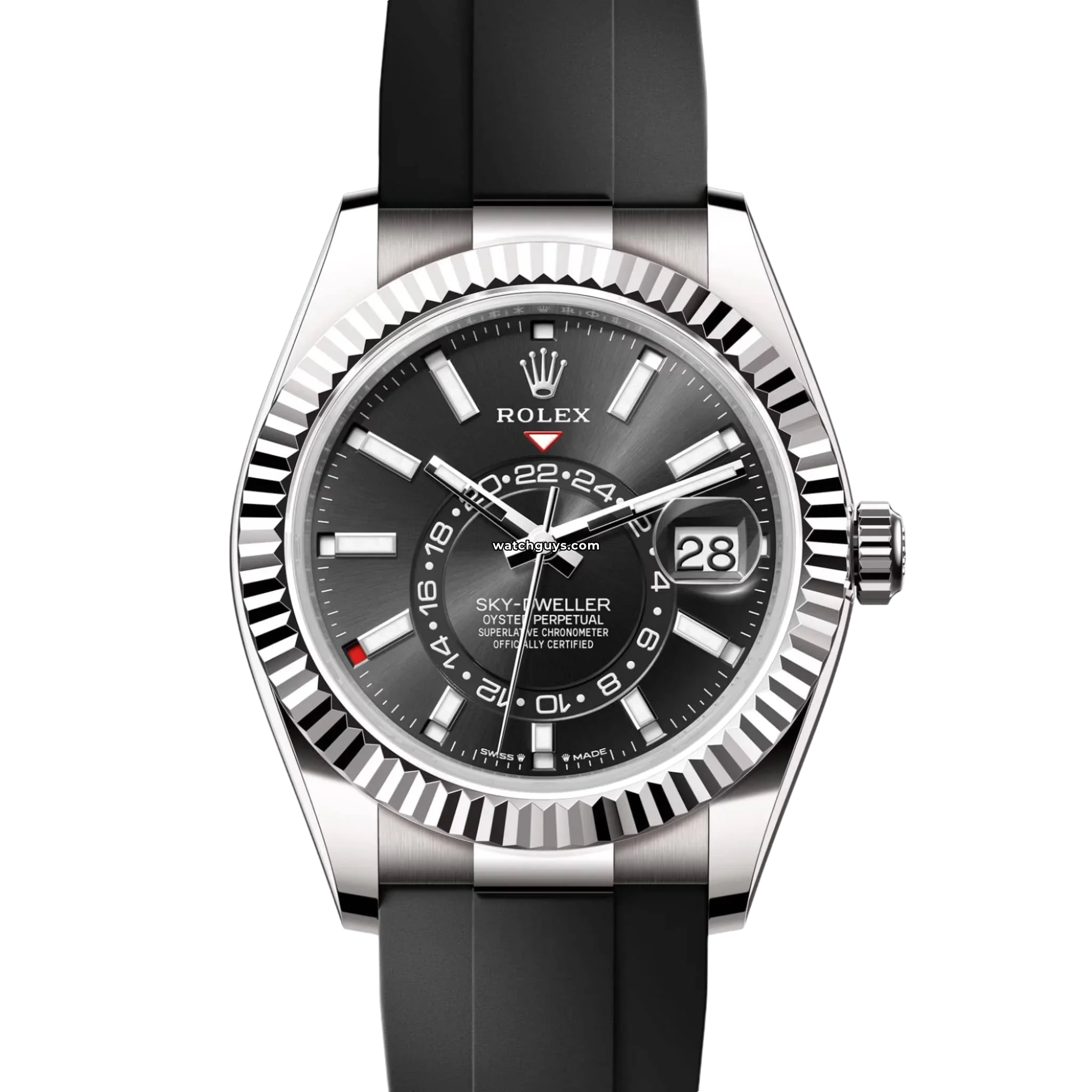Rolex Sky-Dweller 336239 18K White Gold Oysterflex Bracelet Watch - Luxury Timepiece for Travel & Business Professionals