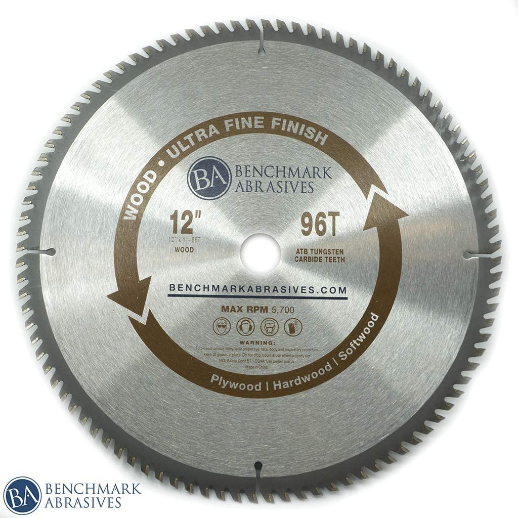 Benchmark Abrasives 12 Inch TCT Saw Blade - 96 Teeth Tungsten Carbide Tipped Circular Saw Blade with 5/8