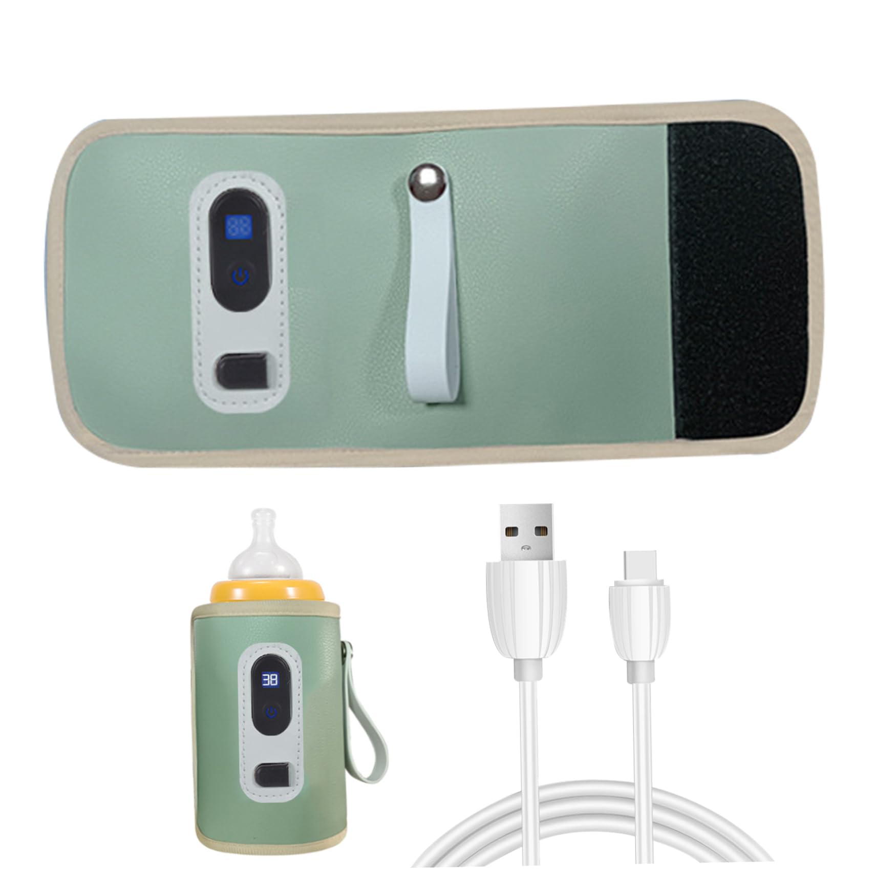**USB Baby Bottle Warmer - 5 Adjustable Temperature Settings with LCD Display, Portable Breast Milk Bottle Heating Bag for Indoor & Outdoor Use - Perfect for Travel, Home, and On-the-Go Parents**