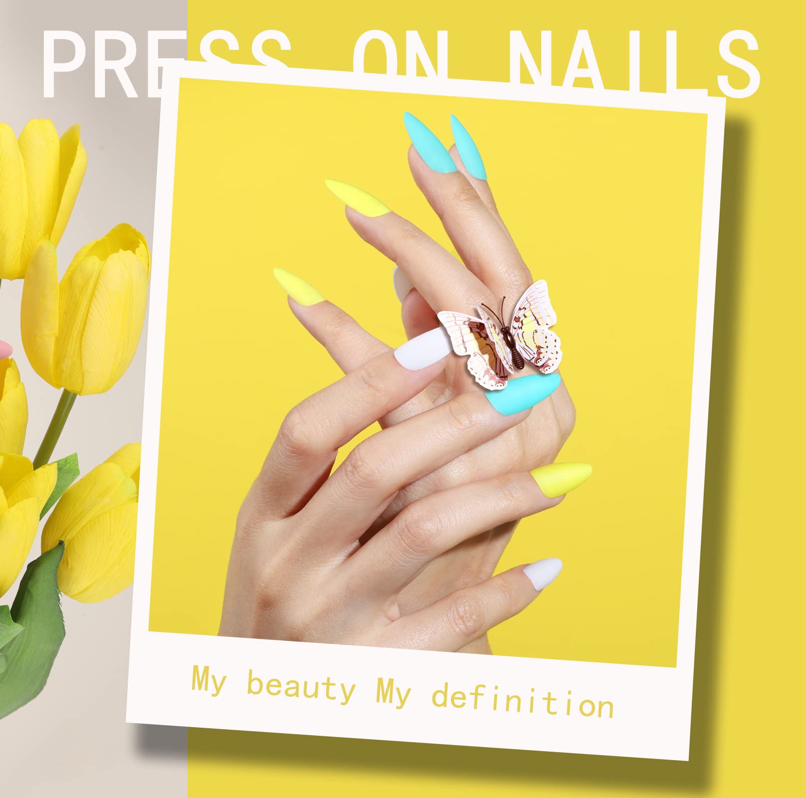 FANDAMEI 24 Colors 576PCS Almond Matte Press on Nails - Medium Length Acrylic Fake Nails with Glue, Full Cover Natural False Nails for Manicure, Salon, Party & Special Occasions