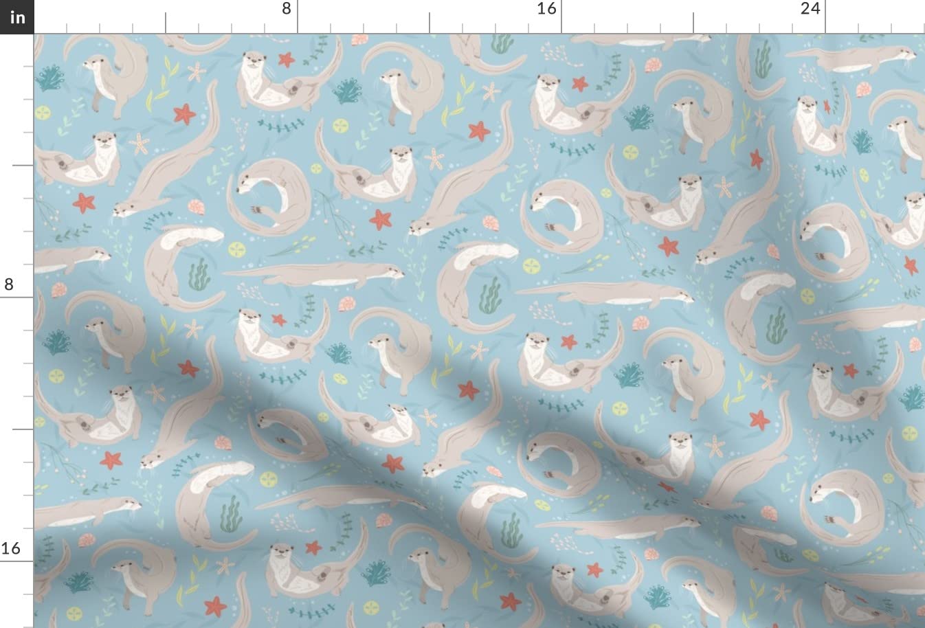 Otters Sea Ocean Printed Minky Fabric Fat Quarter - Soft Plush Fabric for Sewing Baby Blankets, Quilt Backing & DIY Crafts - Perfect for Nursery Decor, Baby Gifts & Cozy Home Projects
