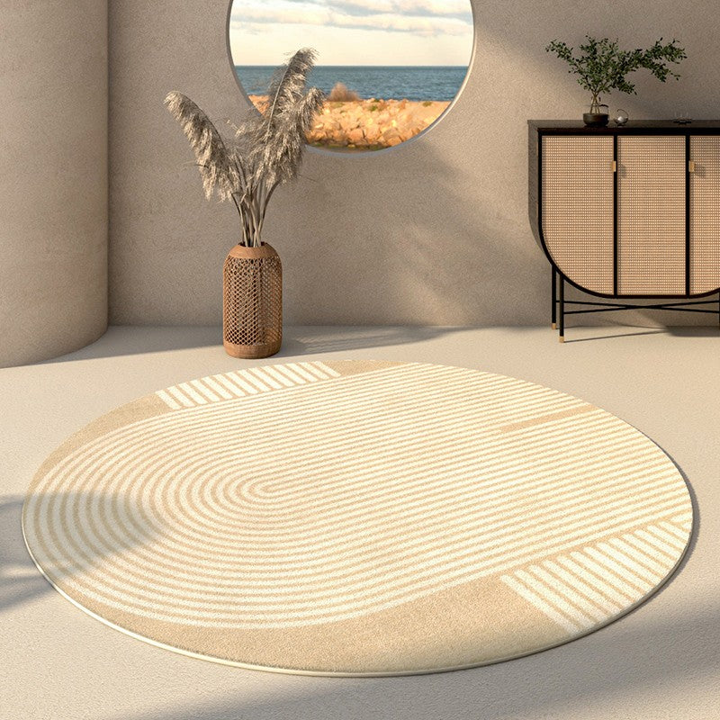 Modern Round Area Rugs - Abstract Geometric Design for Living Room, Dining Room & Study - Non-Slip Circular Rug for Home Decor & Office Spaces