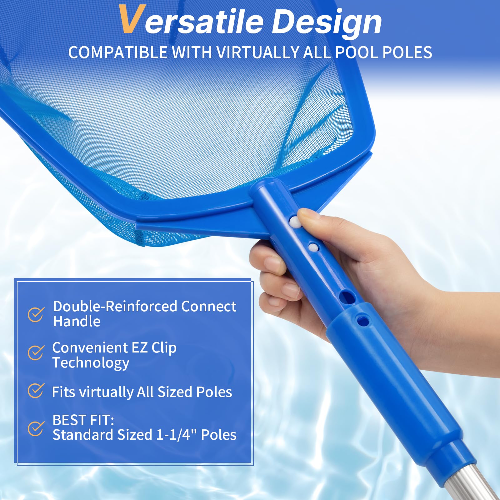 Tavaleu Pool Skimmer Net - Heavy Duty Leaf Skimmer for Swimming Pools, Reinforced Frame Design, No Pole Included | Perfect for In-Ground & Above Ground Pool Maintenance, Backyard Cleaning