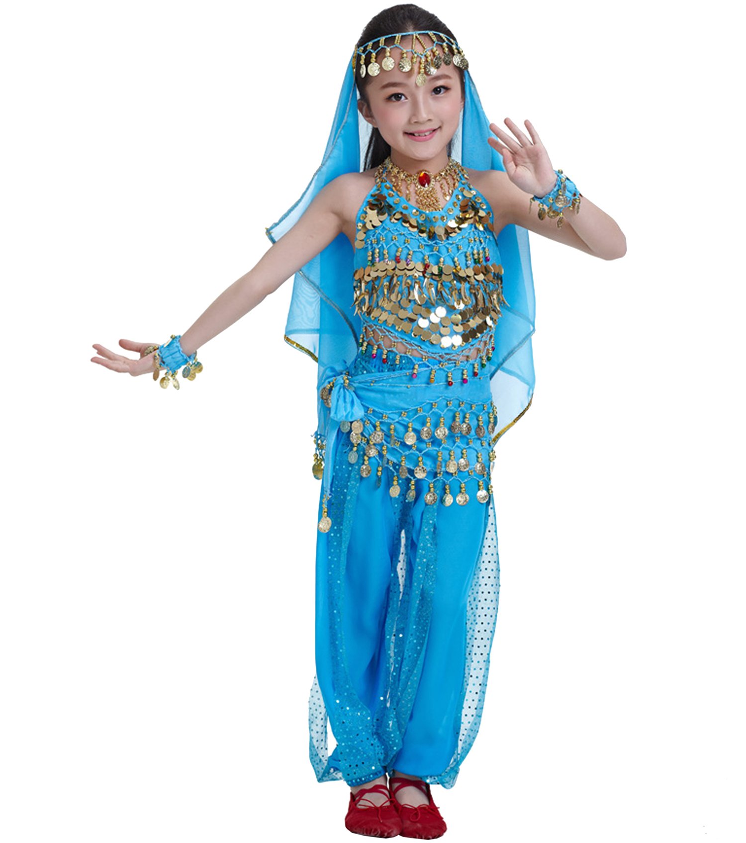 Stunning Kids Princess Indian Belly Dance Costume Set - Authentic Bollywood Style Outfit for Girls | Perfect for Halloween, Dance Performances & Cultural Events