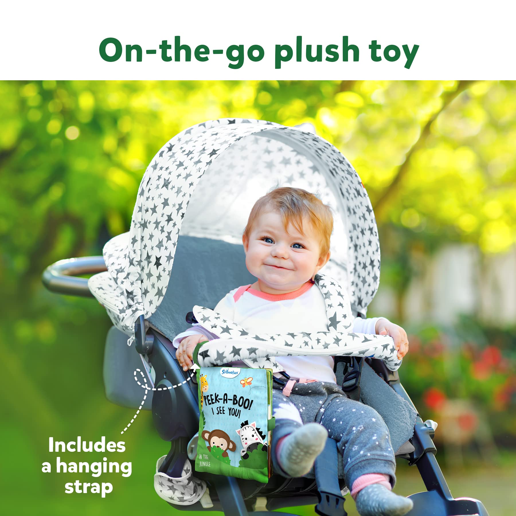 Skillmatics Peek-A-Boo Jungle Soft Cloth Book - Interactive Baby Toy with Crinkle Pages for Sensory Play, Early Learning & Development | Perfect Gift for Infants & Toddlers 6-24 Months | Playtime, Bedtime & Travel Activity Book