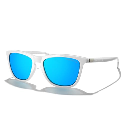White Frame/Blue Mirror Lens/Silver Temples