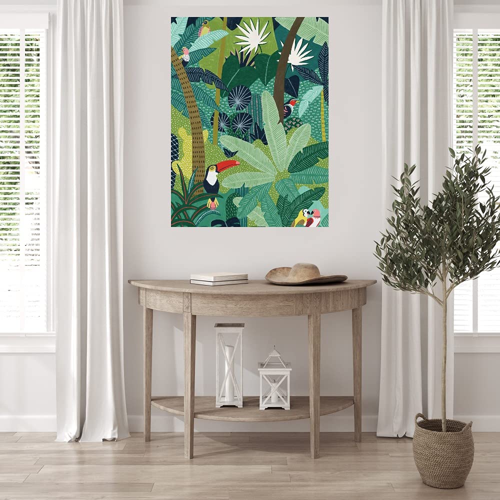 Tropical Birds Fine Art Canvas Wall Decor by Kristine Hegre - 42x56 Inch Ready to Hang Painting for Living Room, Bedroom, Office - Stunning Home Decor for Coastal, Boho & Modern Interiors