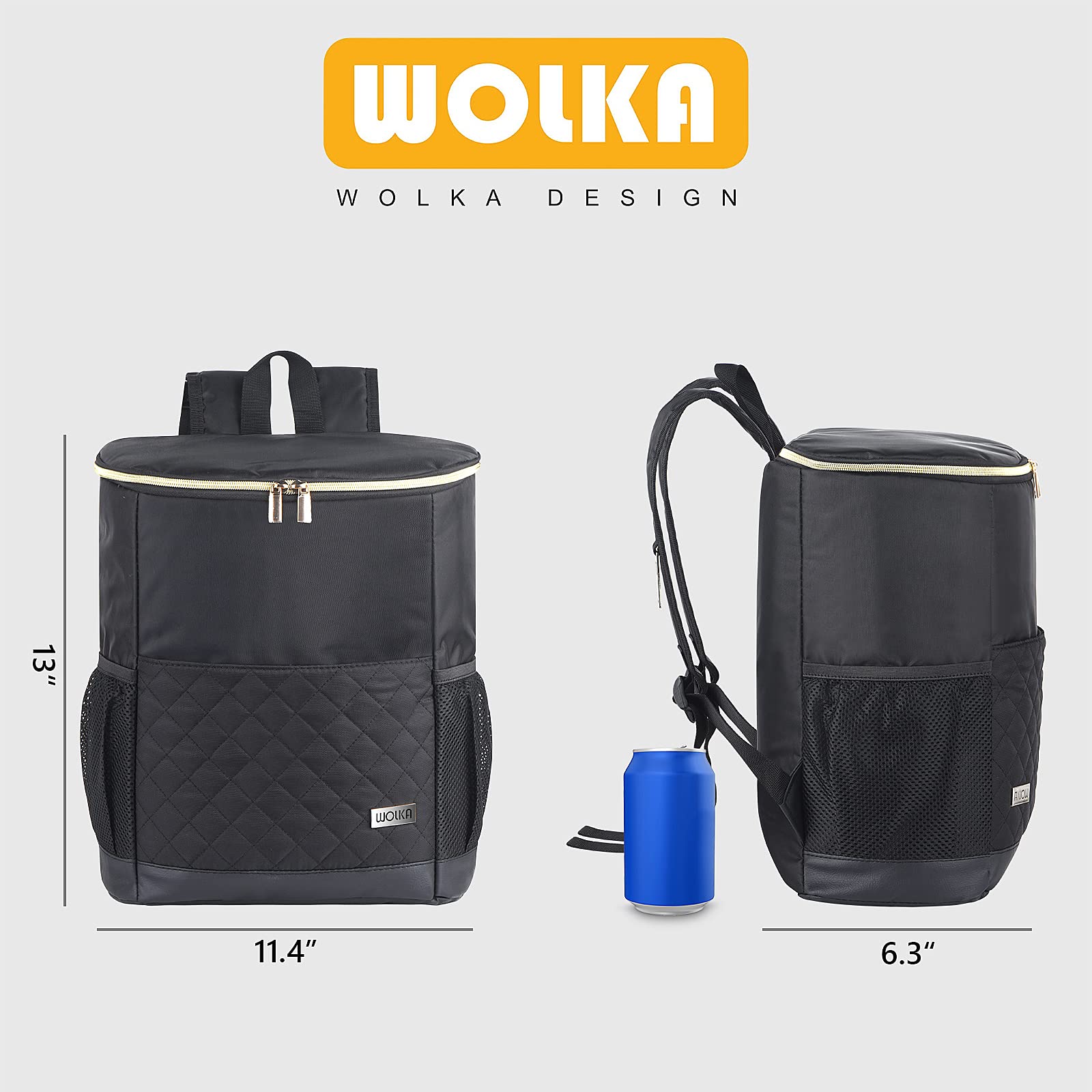 Wolka Insulated Cooler Backpack - 30 Can Capacity, Leak Proof & Waterproof Soft Sided Cooler Bag for Travel, Beach, Camping, Picnic, Hiking - Perfect Lunch Backpack for Women & Men (Ideal for Outdoor Adventures, Tailgating & Daily Commute)