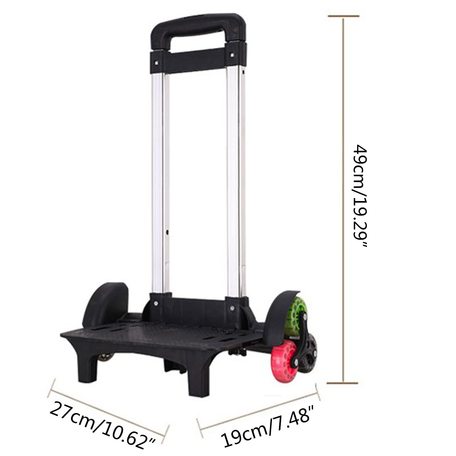 6-Wheel Foldable Hand Cart - Lightweight Aluminum Alloy Luggage Trolley for Students, Travel & School Bags | Portable Backpack Carrier for Commuting, Campus & Airports