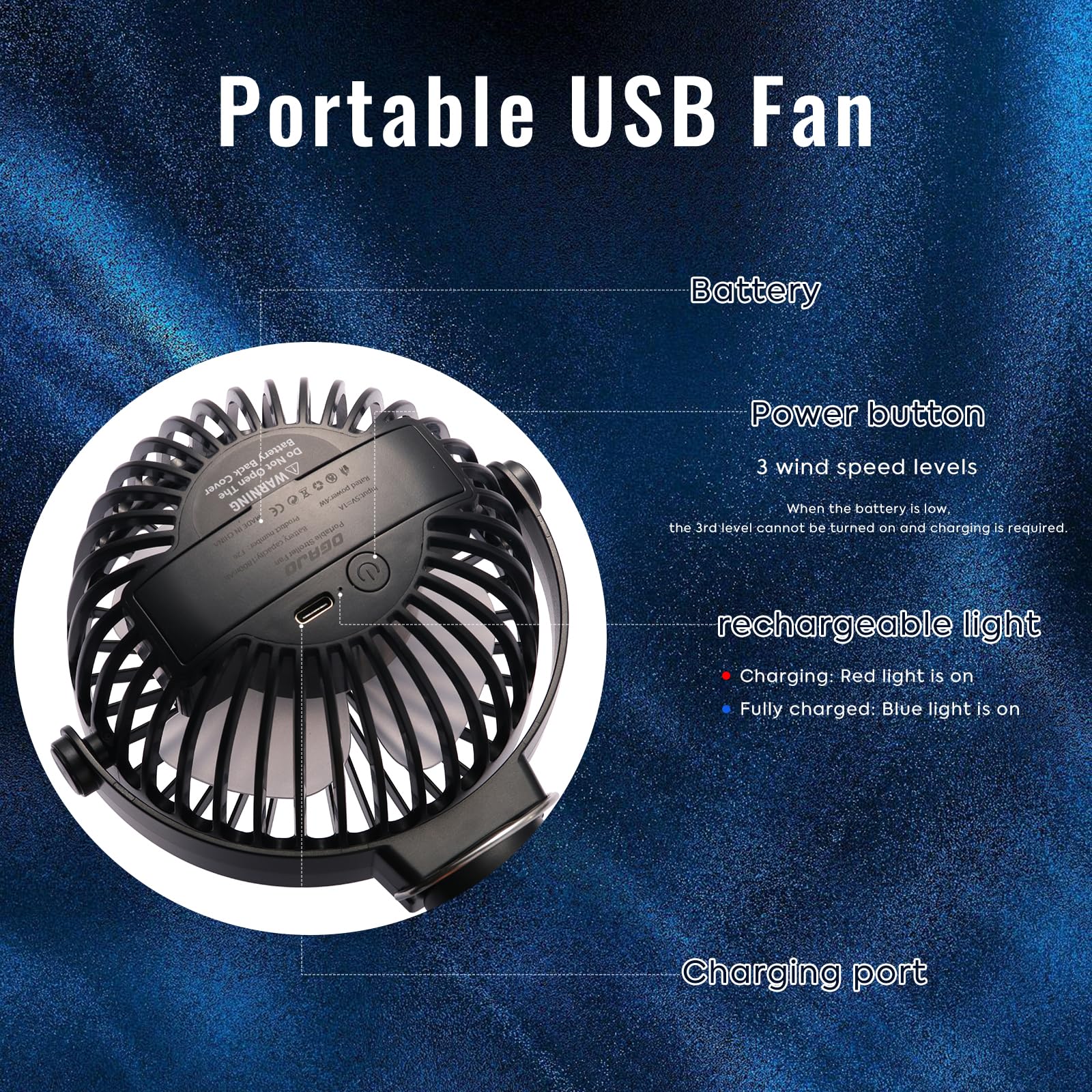 Portable Stroller Fan with Flexible Tripod - 3 Speed Clip On Fan for Baby Car Seat, Pram & Crib | USB Rechargeable Mini Handheld Fan for Bike, Treadmill, Camping, Student Desk & Bed | Perfect for Outdoor Activities, Travel & Nursery Cooling