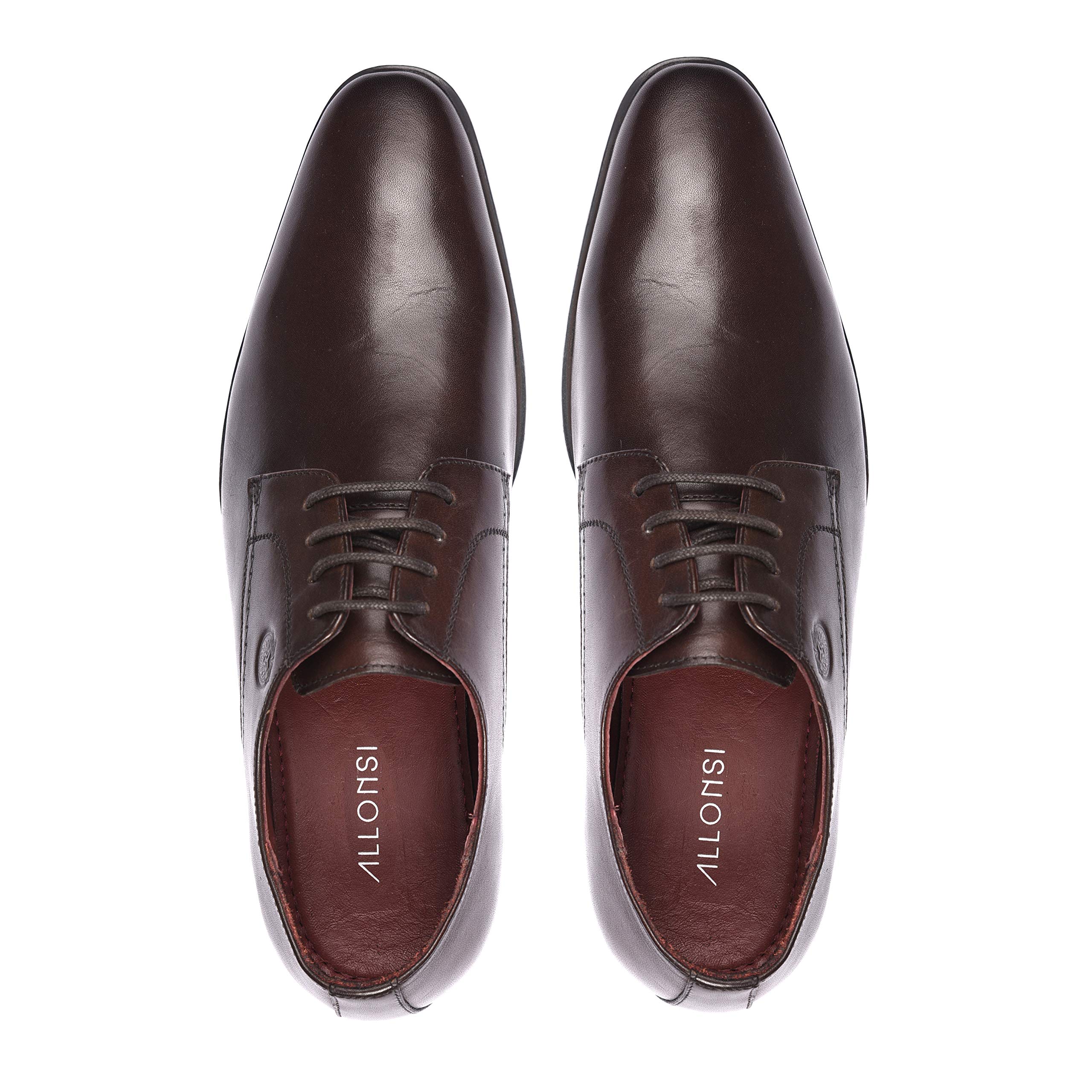 Amoux Genuine Leather Men's Oxford Dress Shoes - Plain Toe Business Formal Shoes with Comfortable TPR Sole - Black US 8 - Perfect for Office Wear, Weddings & Professional Occasions