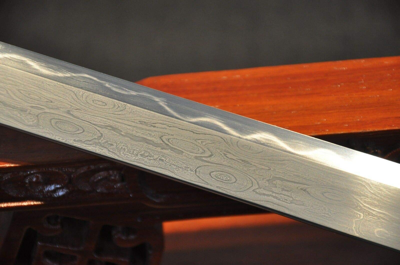 Handmade Damascus Steel Sword Knife with Ebony Handle - XY Hollow Tang Design, Alloy Blade for Collectors, Cosplay & Medieval Reenactment