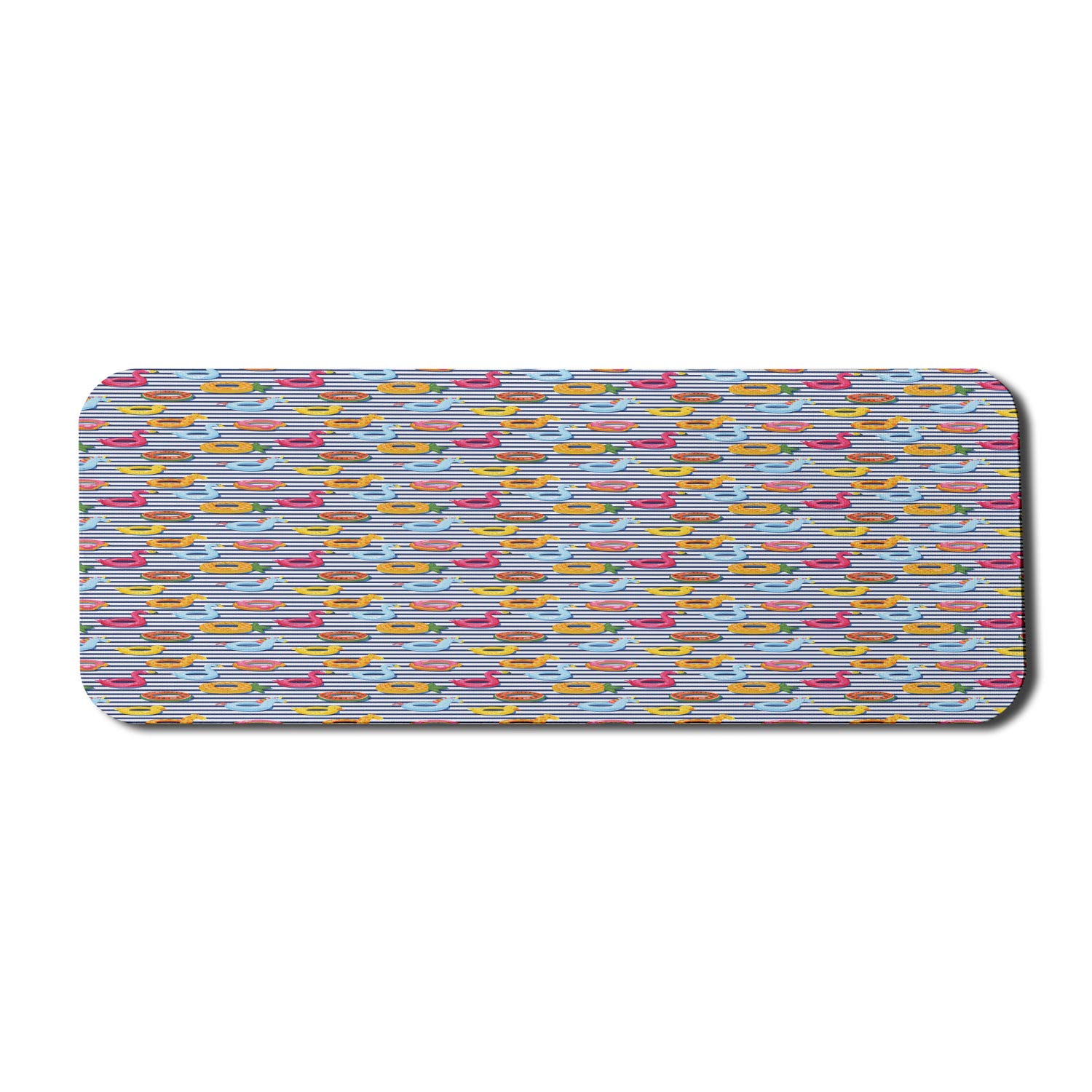 Ambesonne Cartoon Computer Mouse Pad - Summer Holiday Swimming Pool Float Rings Design, Non-Slip Rubber Base, Large 31