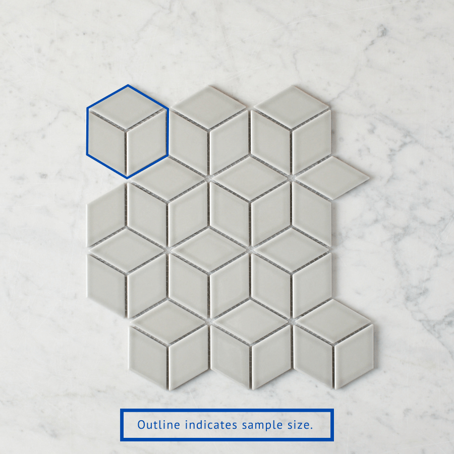Oakley Cube Grey Glossy Mosaic Tile - Premium Bathroom & Kitchen Wall Tiles for Modern Home Decor
