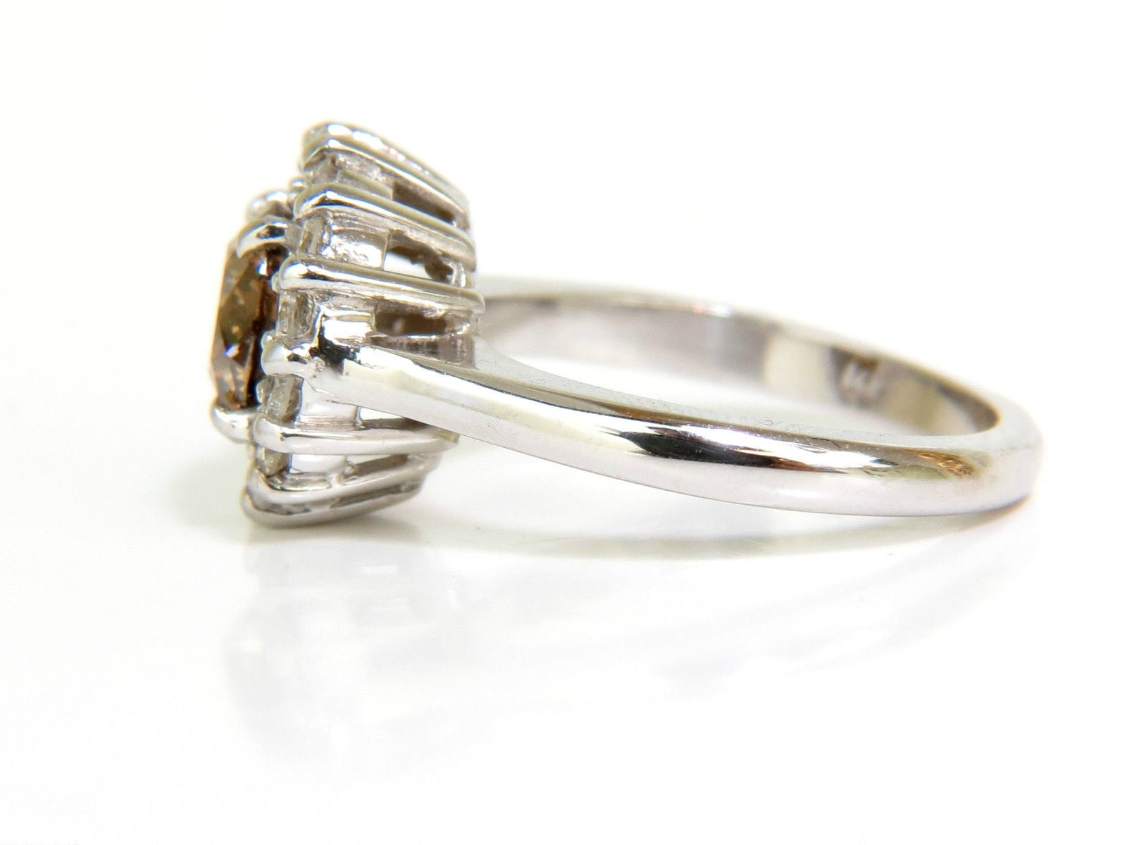 2.01CT Natural Fancy Orange Brown Diamond Cluster Halo Ring - G/VS Full Cuts - Elegant Engagement, Wedding & Anniversary Jewelry Gift