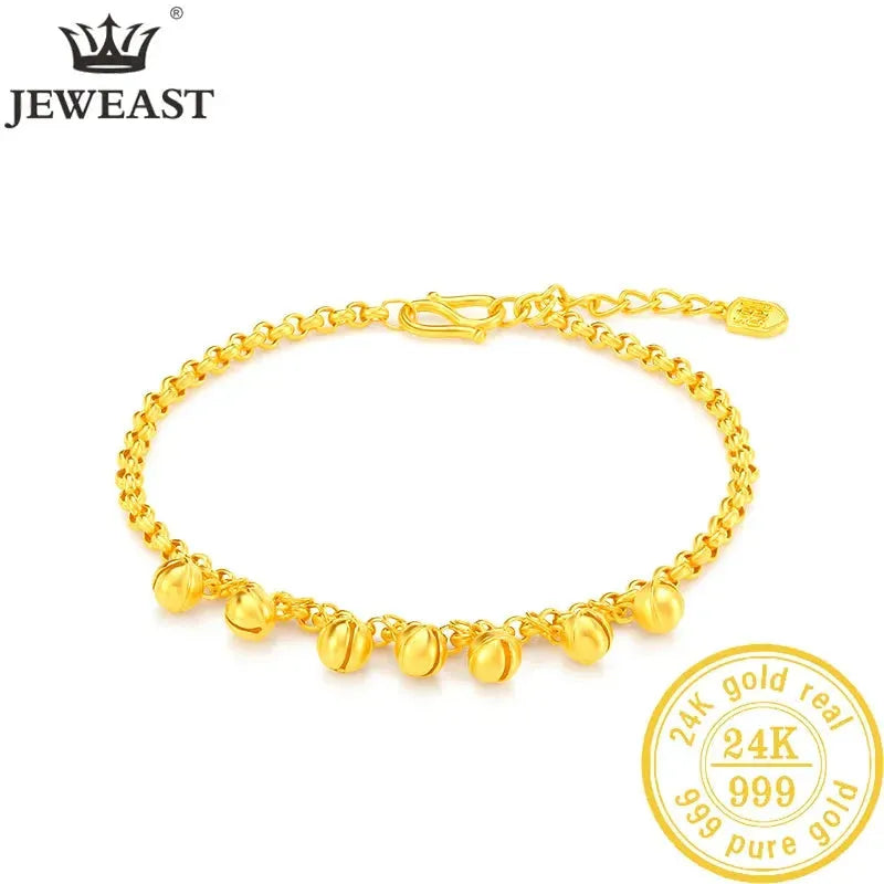 24K Pure Gold Bracelet 999 Solid Gold Bangle for Women - Elegant Romantic Classic Jewelry Gift for Anniversary, Valentine's Day & Special Occasions