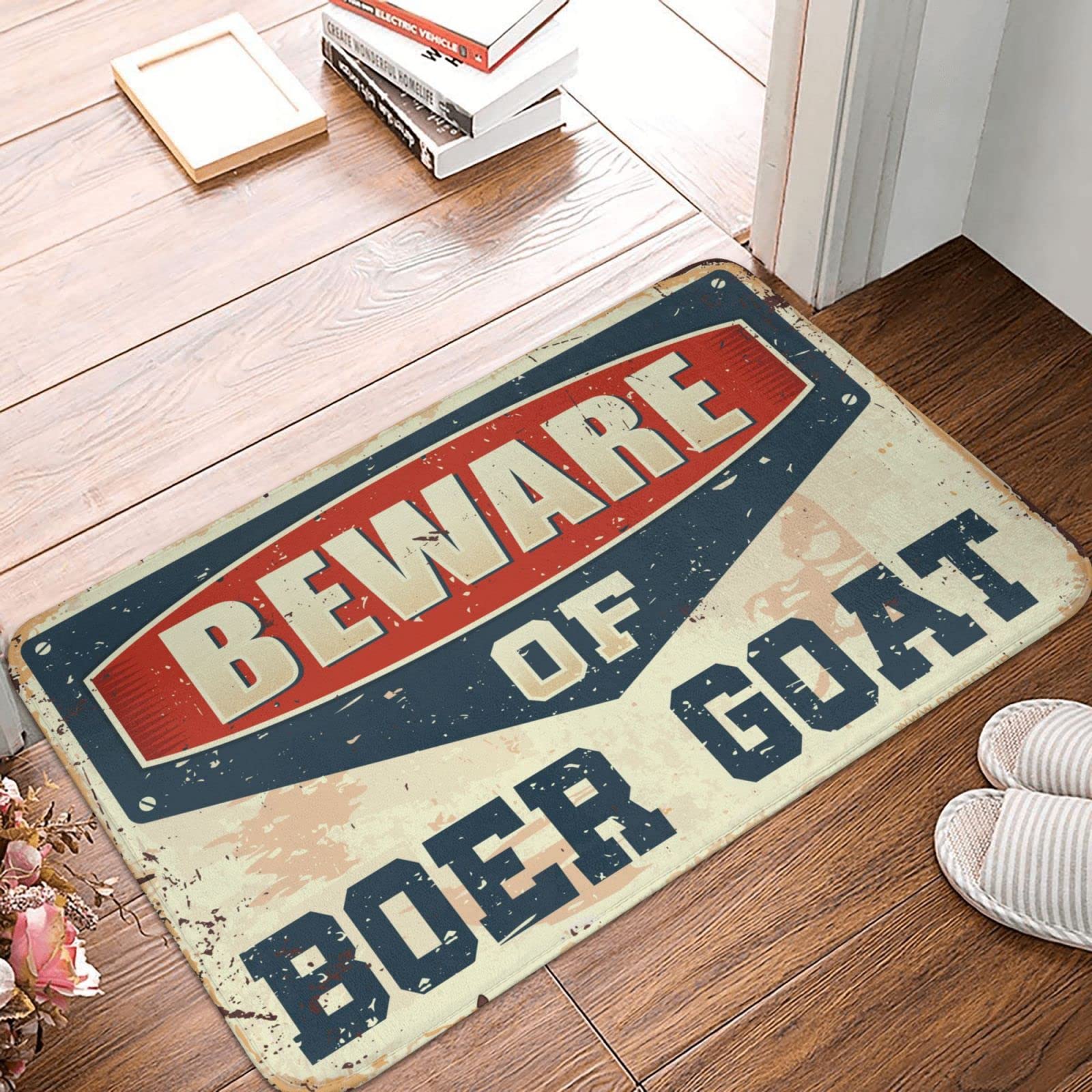 Rustic Bathroom Rugs | Funny Boer Goat Print Doormat | Non-Slip Indoor/Outdoor Entryway Mat (50x80cm) - Perfect for Farmhouse Decor, Front Door Welcome, or Bathroom Floor Protection