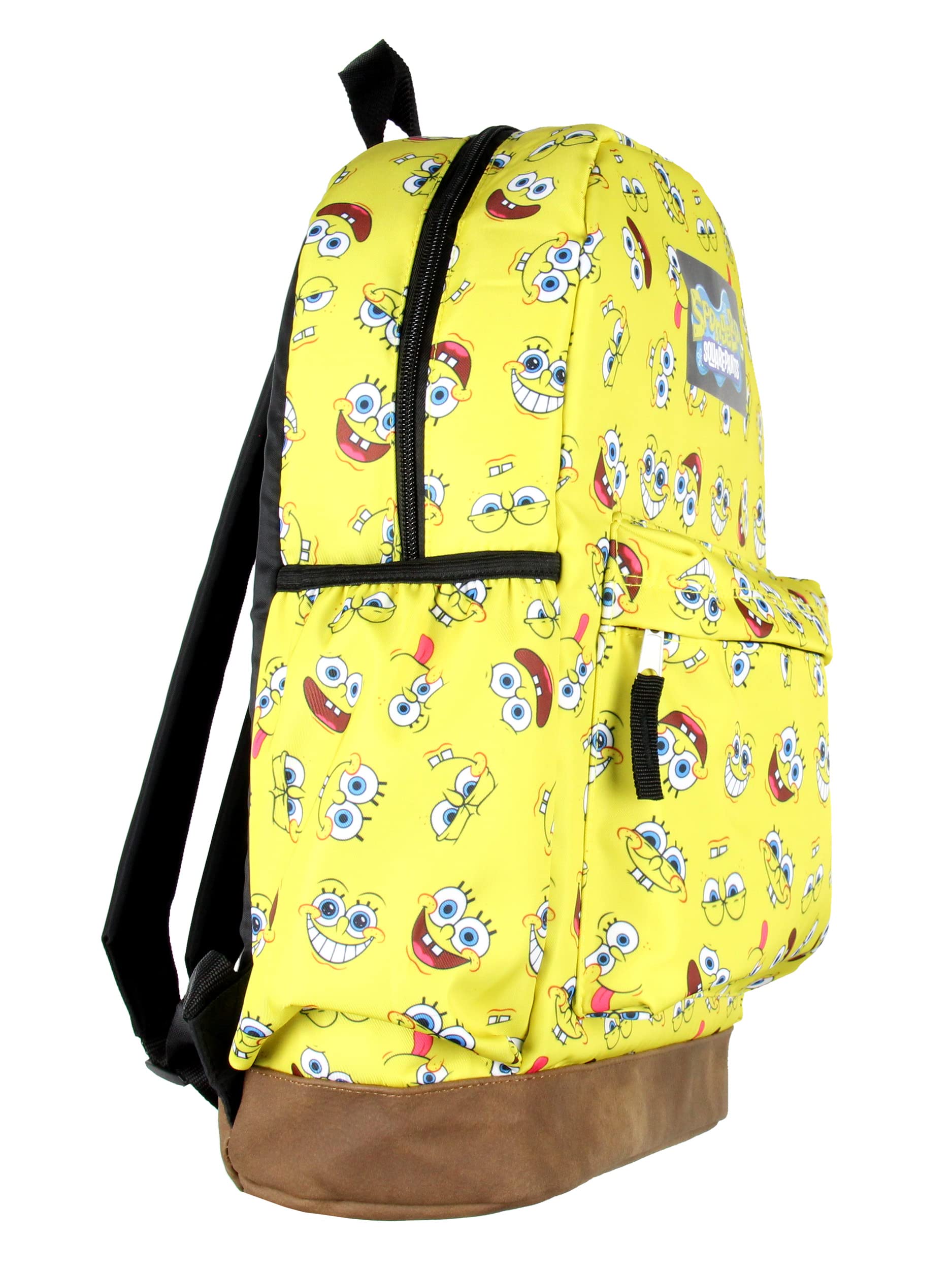 SpongeBob SquarePants Backpack with Fun Face Expressions - Nickelodeon Cartoon Character School Bag for Kids & Teens - Perfect for School, Travel, and Anime Conventions