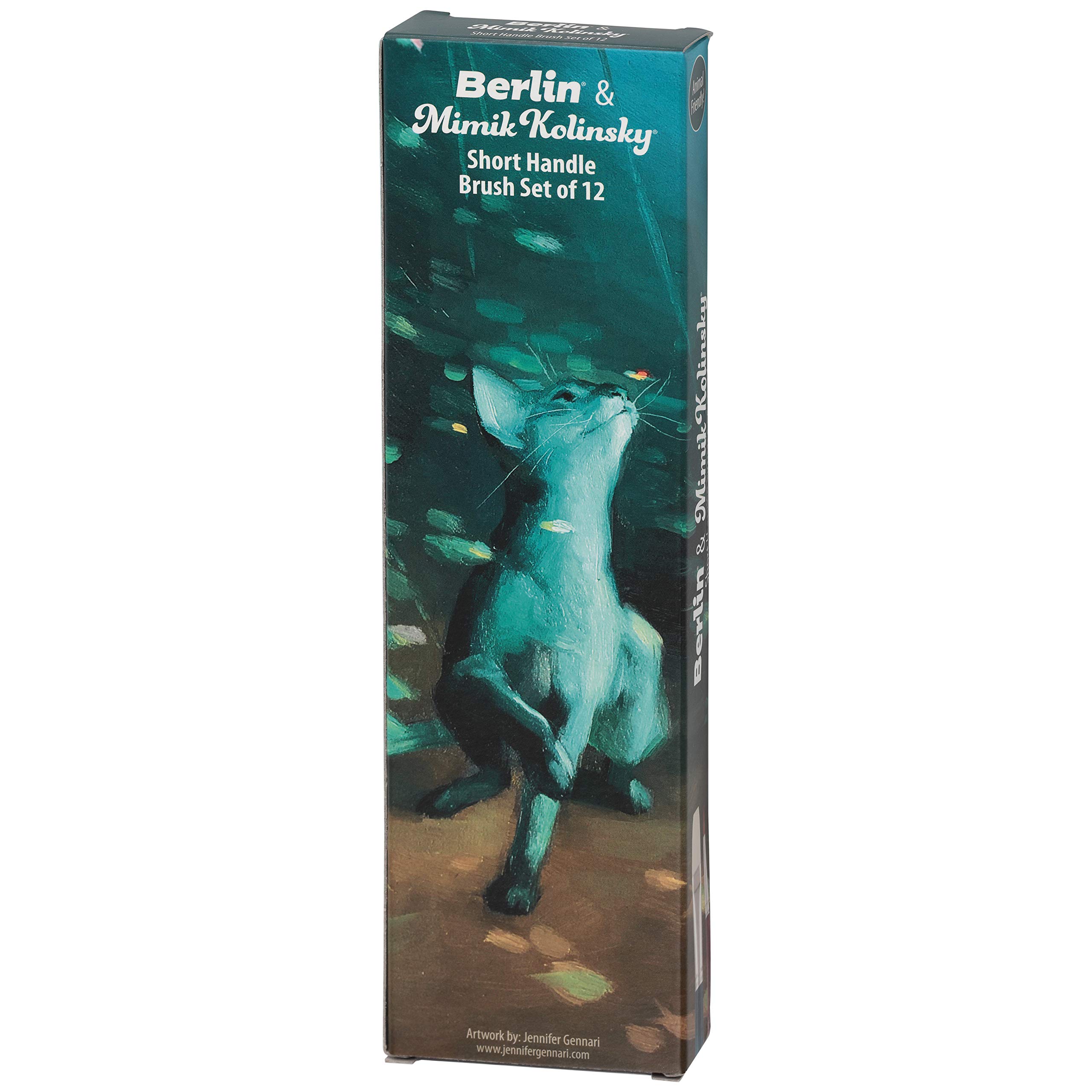 Creative Mark Mimik Kolinsky Synthetic Sable Short Handle Paint Brushes - Professional Artist Brush Set of 12 for Oil, Acrylic & Watercolor Painting - Perfect for Studio, Classroom & Home Art Projects