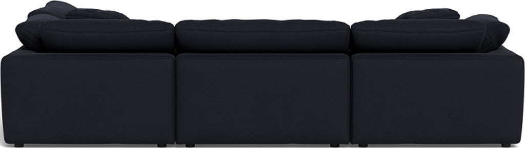 Fluffy 4-Piece Sectional Sofa with Ottoman - Modern L-Shaped Couch Set for Living Room, Family Room & Apartment - Soft Fabric Upholstery, Comfortable Seating for Relaxing & Entertaining