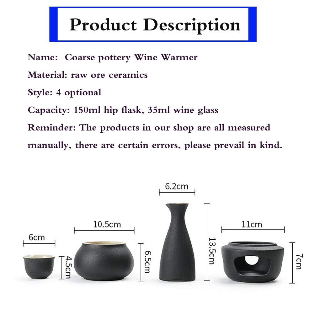Premium Japanese Sake Warmer Set - 7-Piece Traditional Porcelain Hot Saki Drink Kit with Stove, Warming Bowl, Sake Bottle & 4 Cups (Candle Not Included) - Perfect for Home Entertaining, Japanese Restaurants & Cultural Events