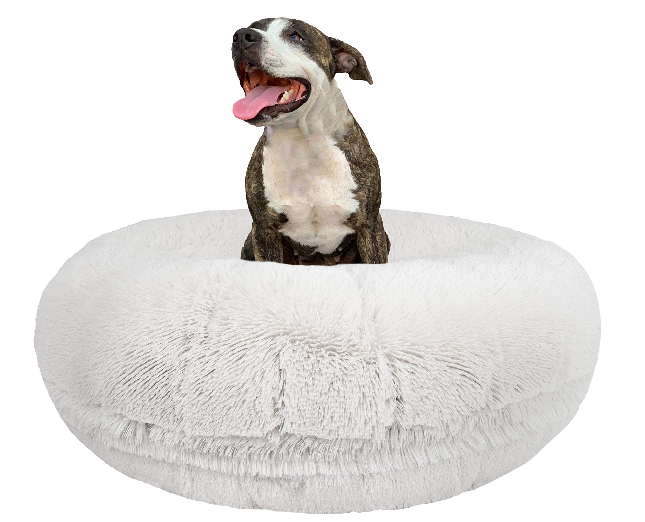 **Bessie and Barnie Plush Faux Fur Dog Bed – Waterproof & Washable Round Pet Bed – Calming Orthopedic Support for Small, Medium, Large Dogs – Perfect for Crates, Living Room, or Bedroom**