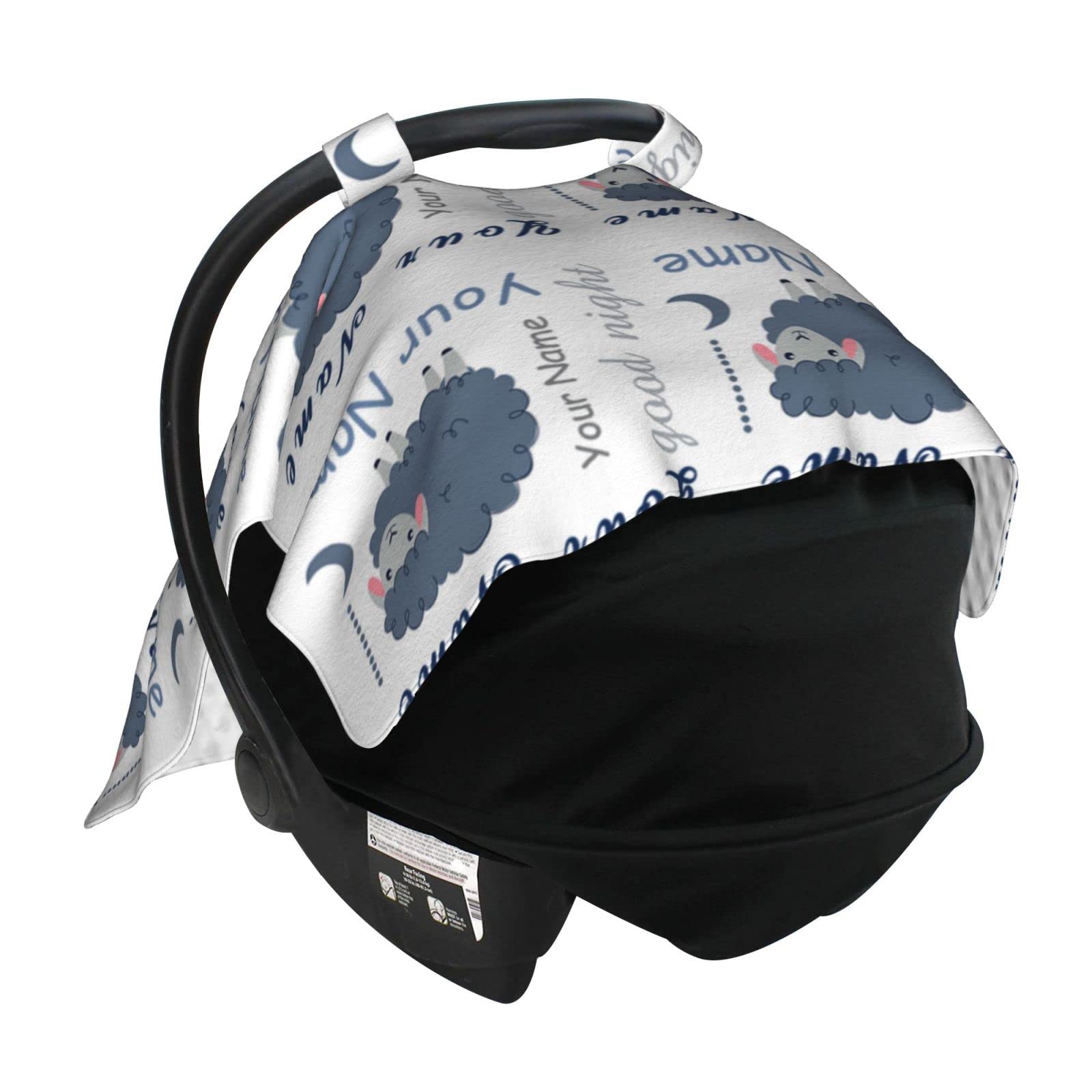 Personalized Baby Car Seat Cover with Name - Custom Infant Car Seat Canopy for Boys & Girls - Soft Nursing & Breastfeeding Cover - Perfect for Travel, Stroller & Car Safety (Pink/Blue/Gray)