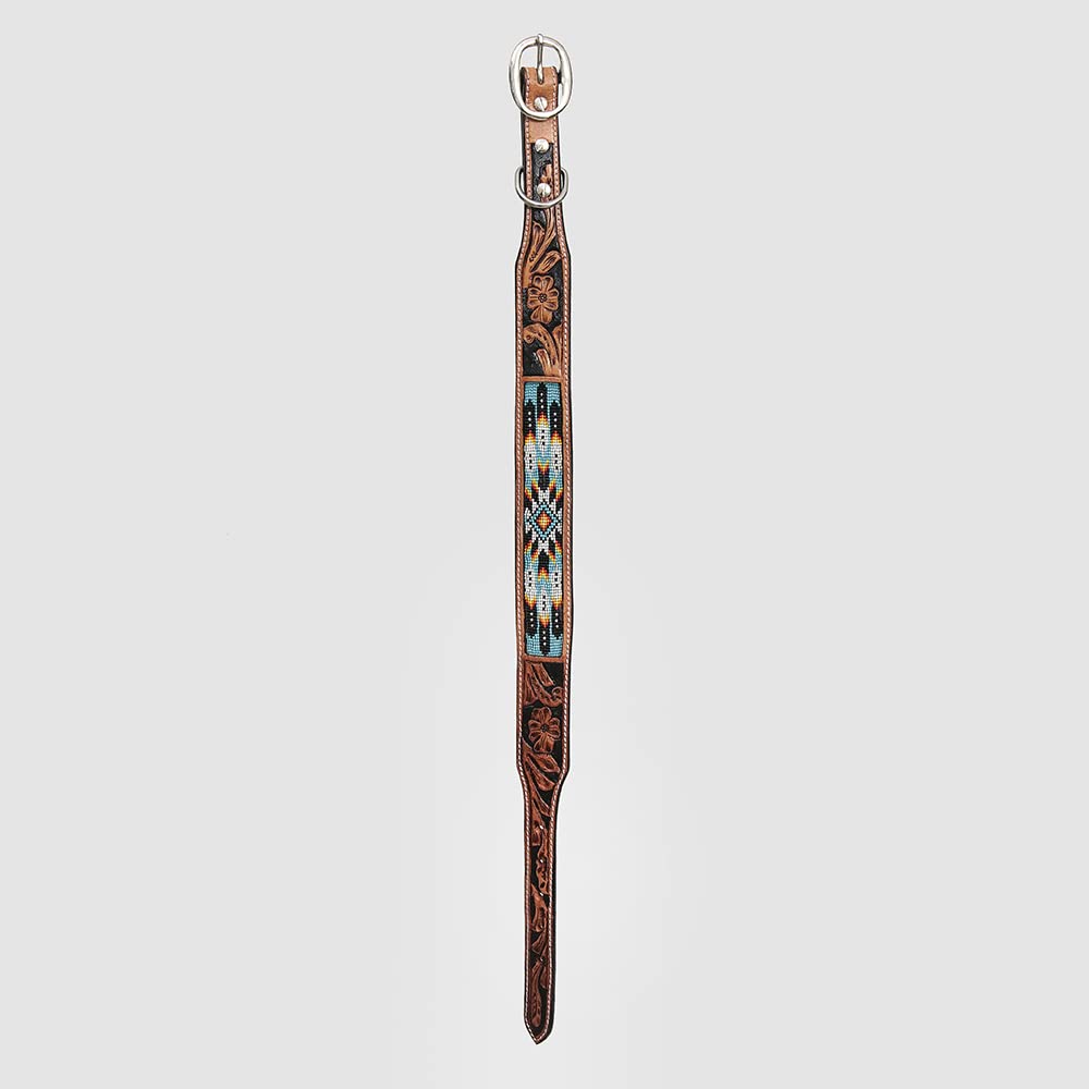 HILASON Genuine Leather Beaded Dog Collar for Small Dogs - Handmade, Soft & Hand-Tooled - Perfect for Daily Walks, Training & Fashion Accessories