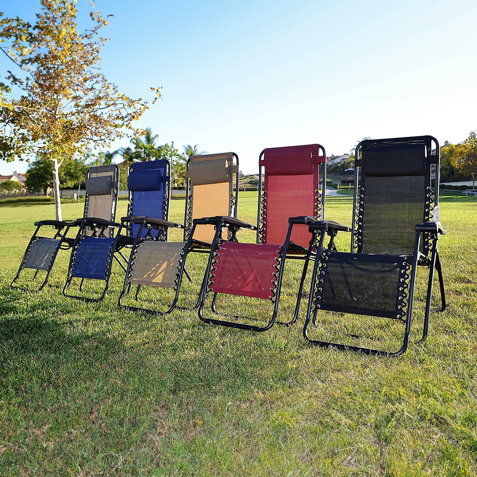 Best Portable Zero Gravity Recliner Chair for Outdoor Camping, Patio, Pool & Lawn - Adjustable Headrest, Lightweight & Foldable - Perfect for Relaxing in Backyard, Beach or Garden (Blue)