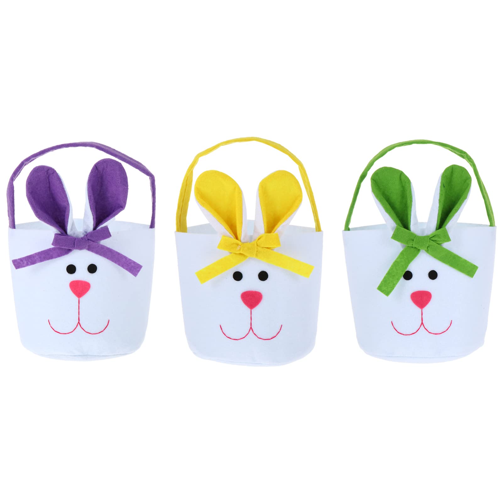 Luxshiny 3-Piece Easter Bunny Favor Bags for Kids - Cute Rabbit Ear Tote Bags for Candy, Snacks & Egg Hunt - Perfect for Easter Parties, Classroom Treats & Gift Giving