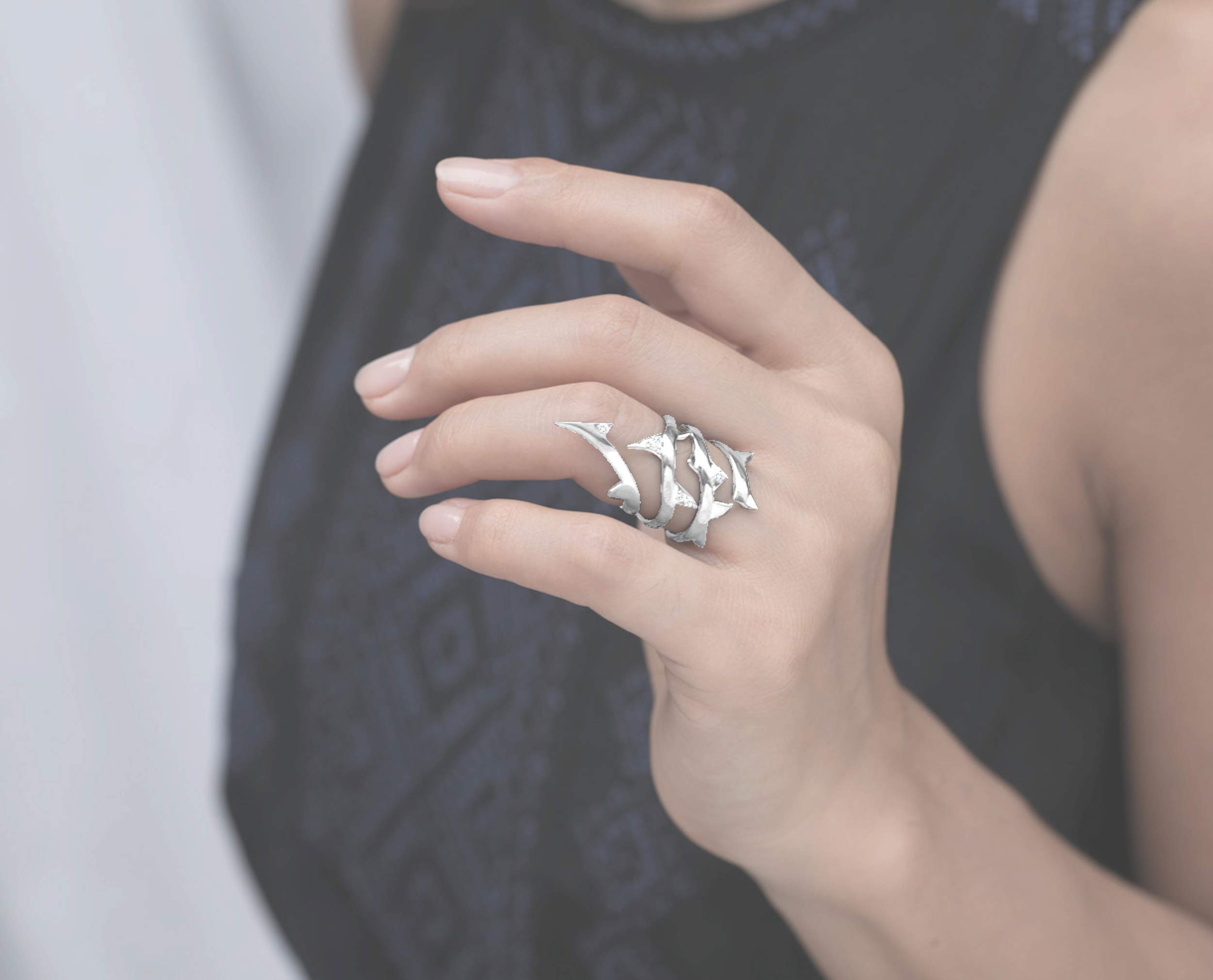 Majade Handmade 925 Sterling Silver Diamond Crown of Thorn Full Finger Ring - Gothic Nature Inspired Wiccan Jewelry, Pagan Right Hand Statement Ring for Witchy Aesthetic & Dark Fashion Lovers