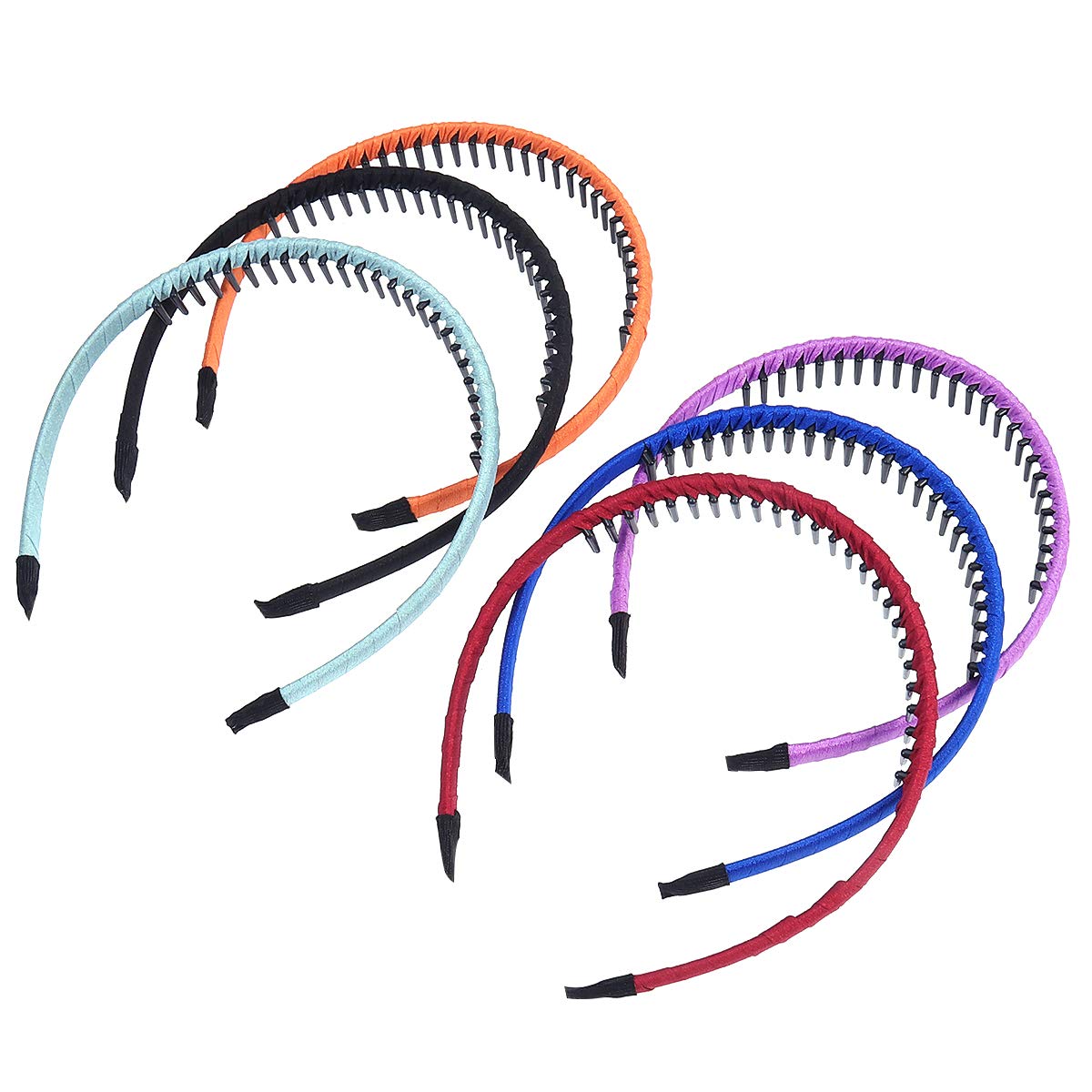 6-Pack Thin Toothed Hair Hoops - Non-Slip Teeth Headbands for Women & Girls - Perfect for Workouts, Yoga, and Everyday Styling