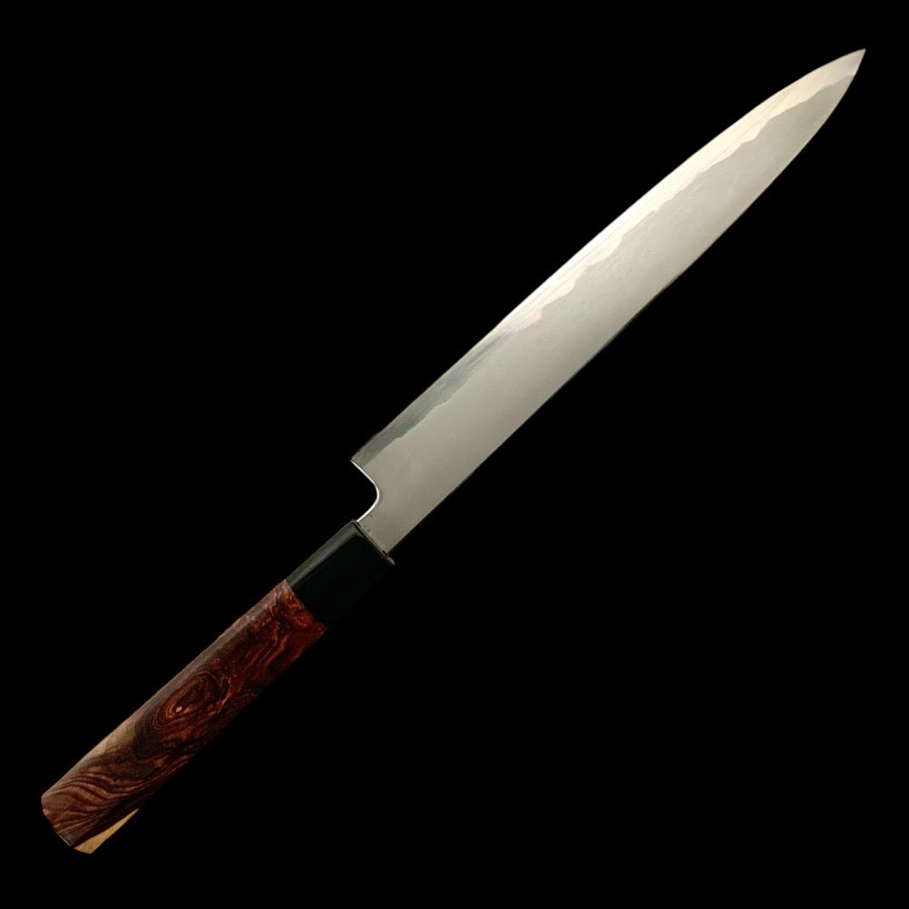 Premium Tetsujin Blue #2 Kasumi Custom Sujihiki 240mm Japanese Chef Knife - Handcrafted Cocobolo & Horn Handle - Perfect for Slicing Sashimi, Meat, and Precision Cutting