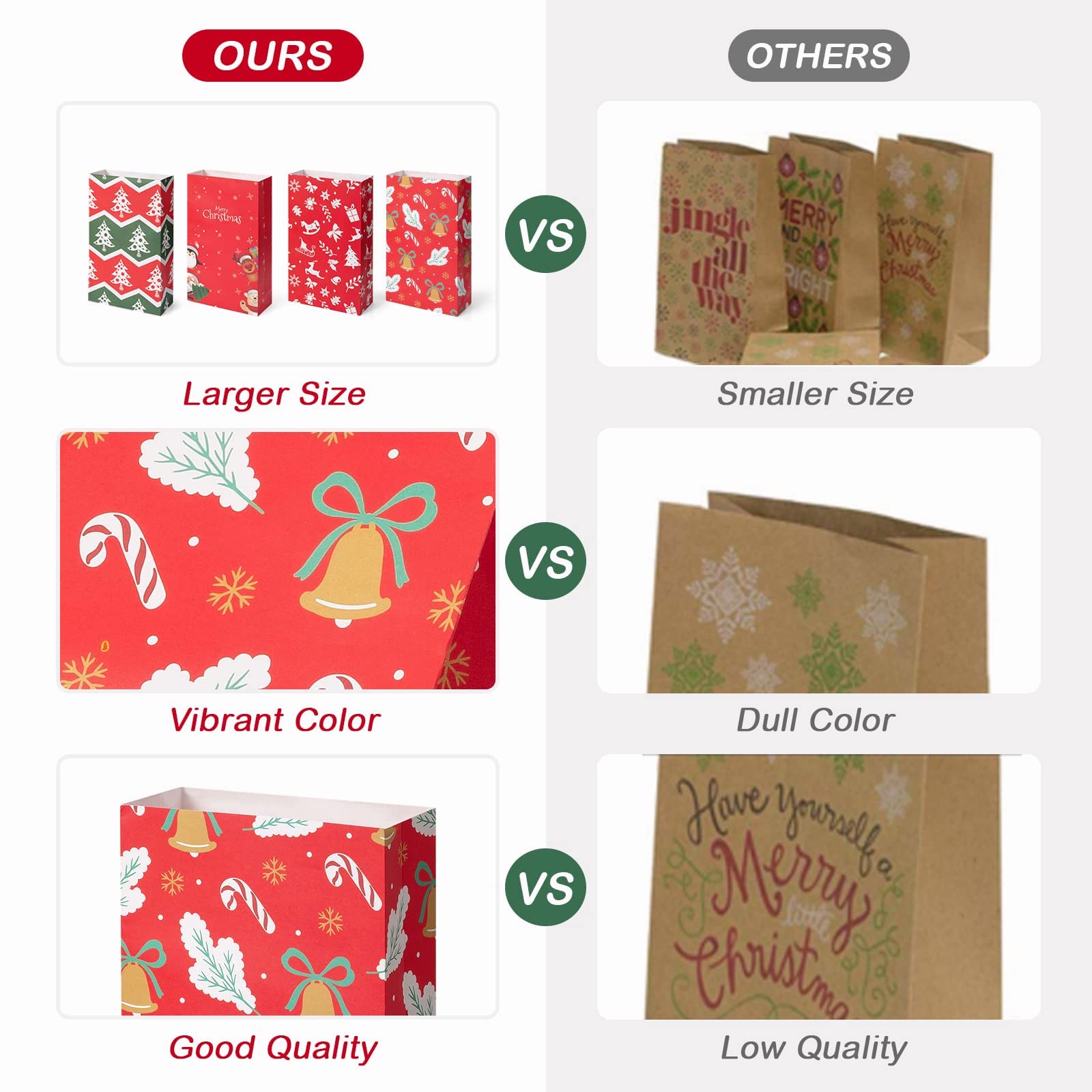 24 Pcs Christmas Treat Bags with Stickers for Holiday Party & Gifts