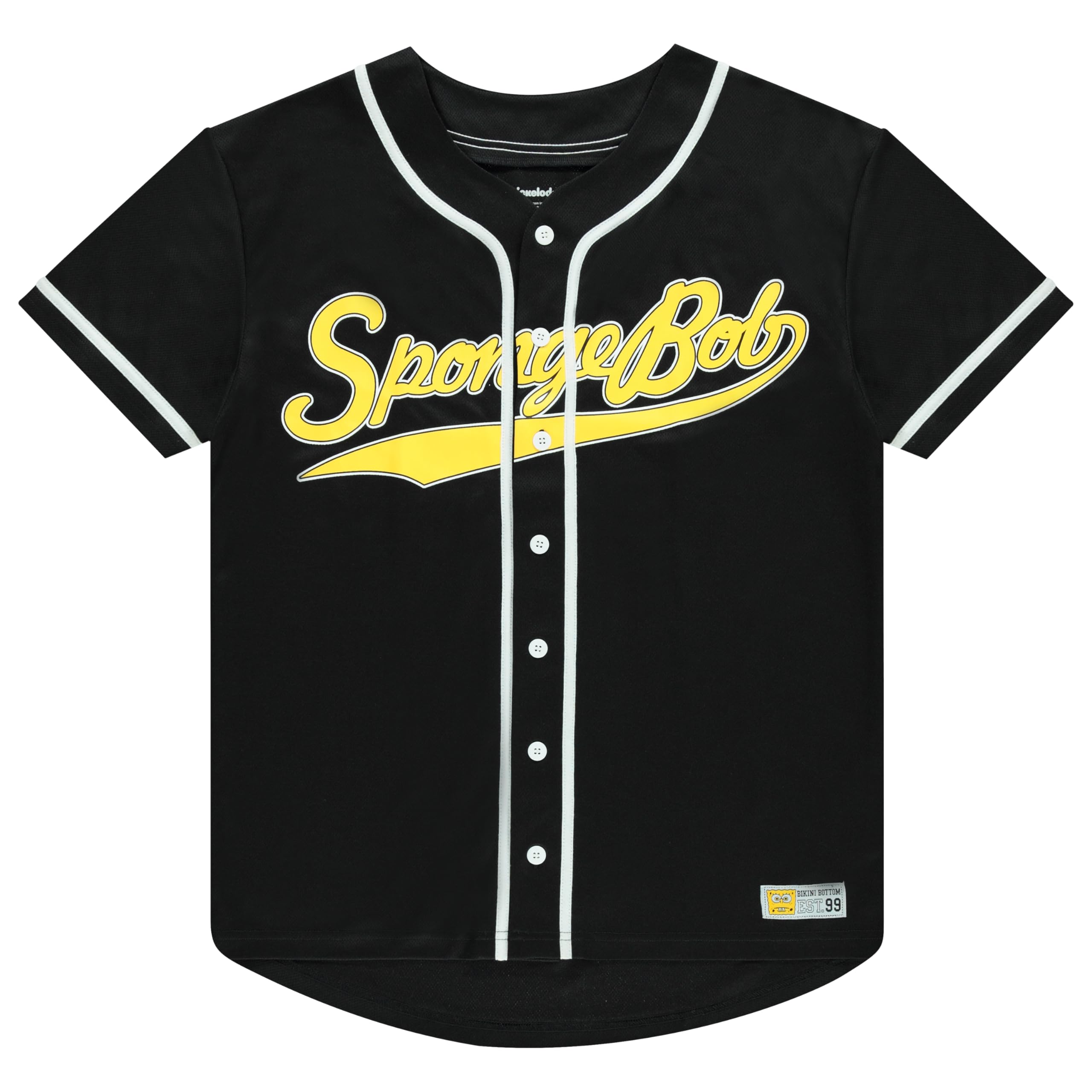 SpongeBob SquarePants Baseball Jersey for Men - Cartoon Character Button Down Shirt (SpongeBob, Patrick, Squidward & Mr. Krabs) - Breathable Mesh Sports Jersey - Perfect for Cosplay, Halloween Costumes & Baseball Games