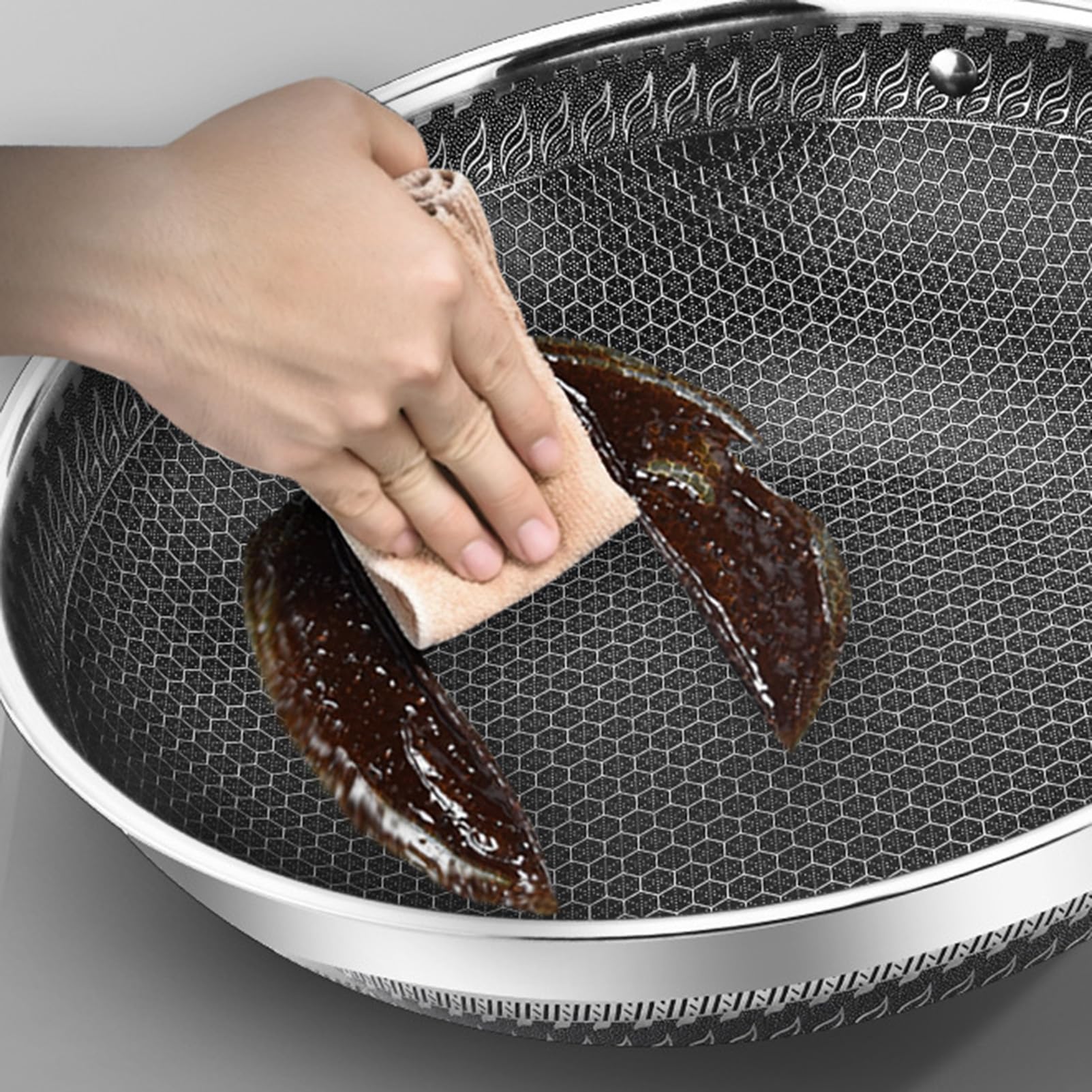 AZHANGYB 34cm Carbon Steel Wok Pan - Nonstick, Scratch-Resistant Pasta Pot for Electric, Induction & Gas Stoves - Perfect for Stir-Frying, Boiling & Deep Frying Pasta Dishes
