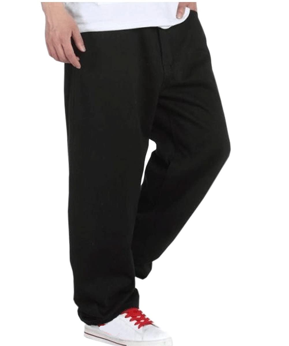 QBO Men's Hip Hop Baggy Denim Jeans - Loose Fit Distressed Streetwear Pants for Casual Wear & Urban Fashion