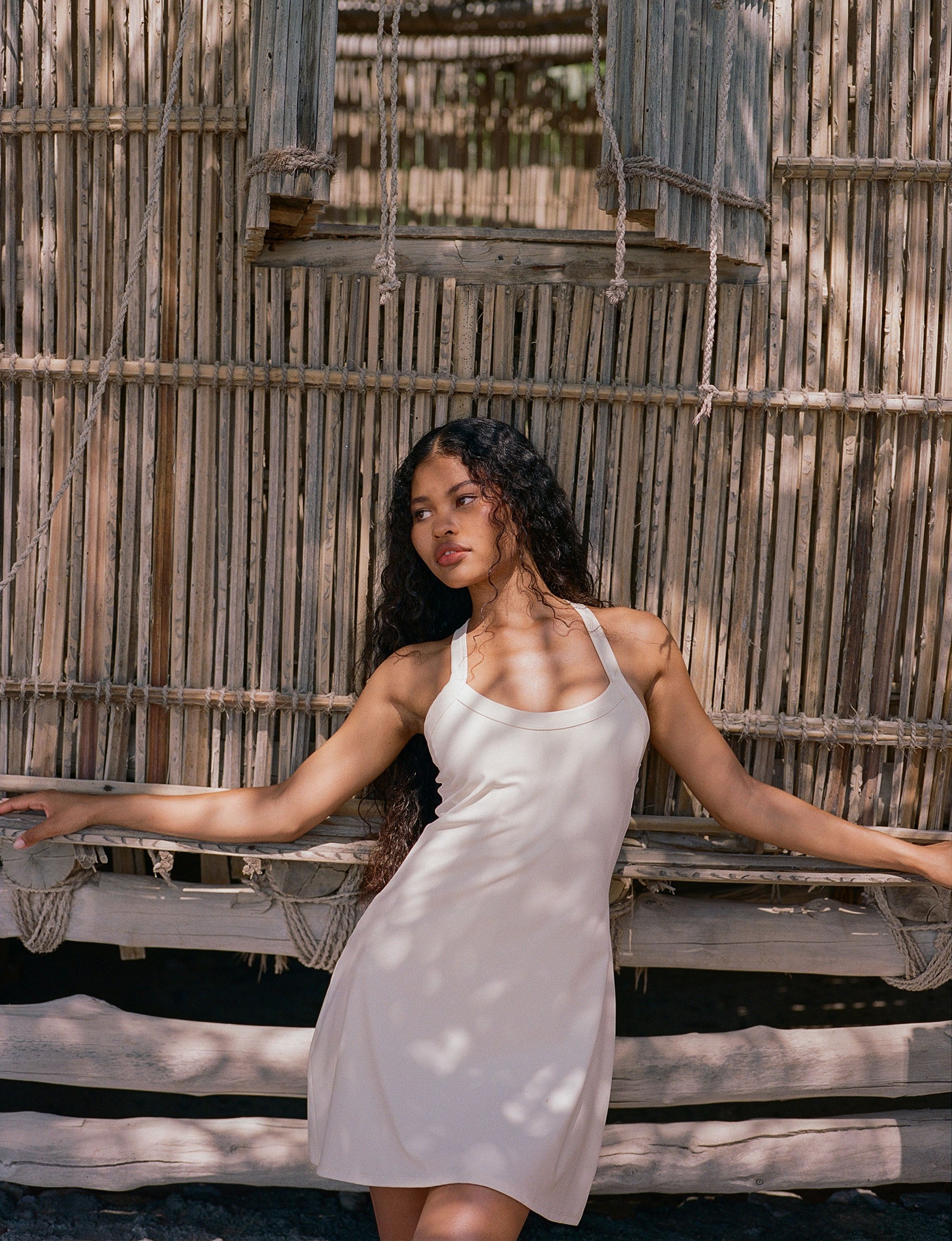 Elegant Wide Binding Racer Dress in Marshmallow White - Perfect for Casual Outings, Date Nights & Summer Events
